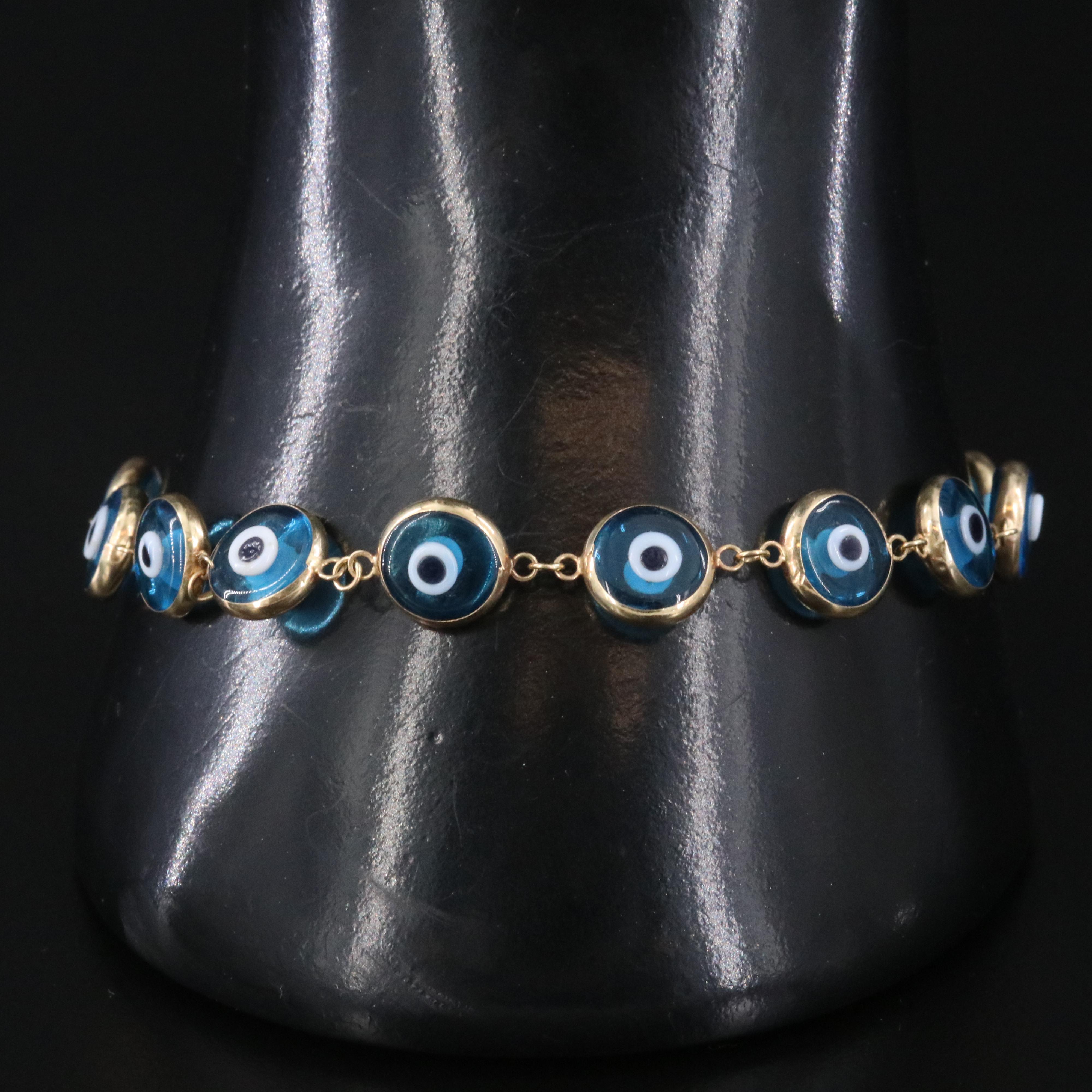 Repair Lot 14K Glass Evil Eye Bracelet