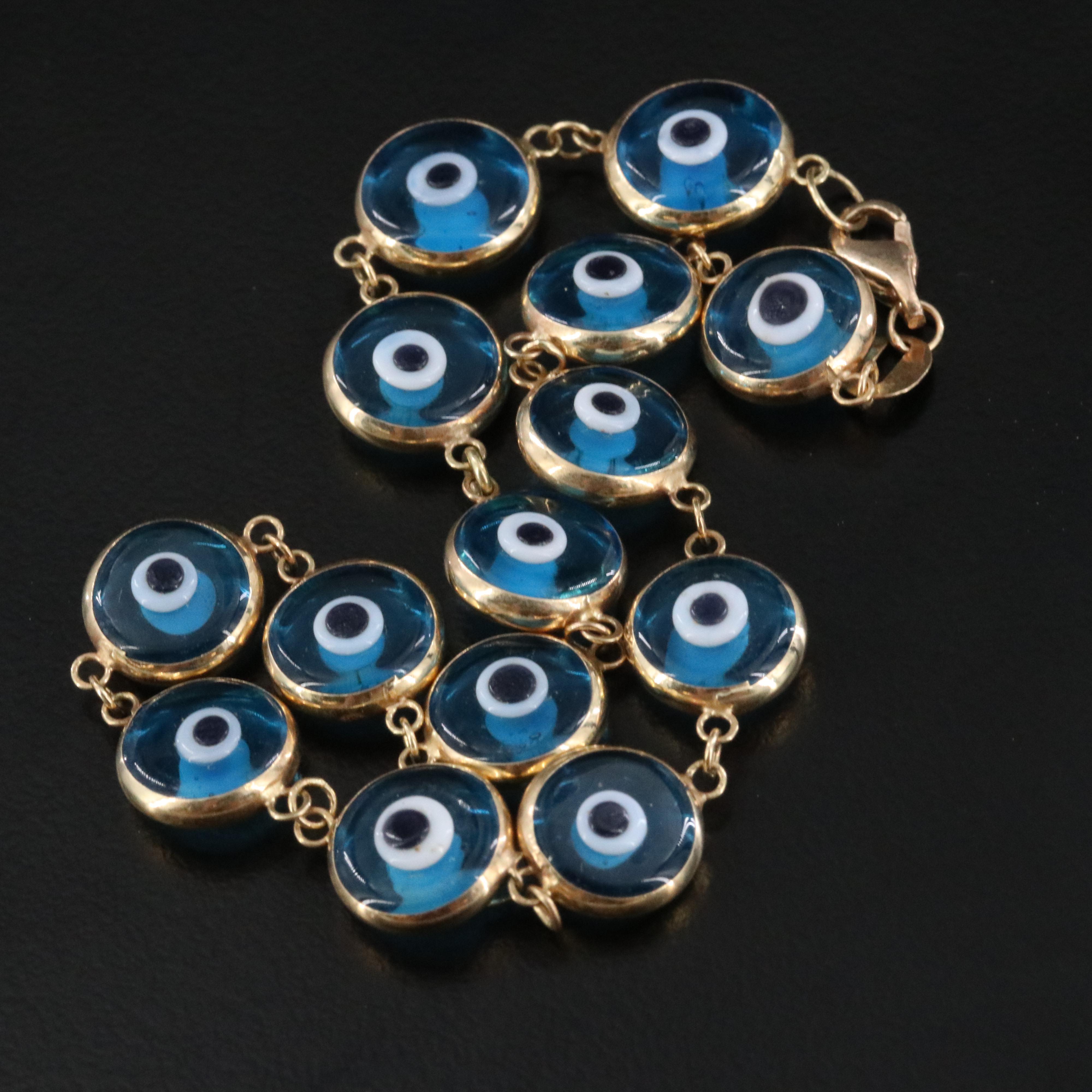 Repair Lot 14K Glass Evil Eye Bracelet
