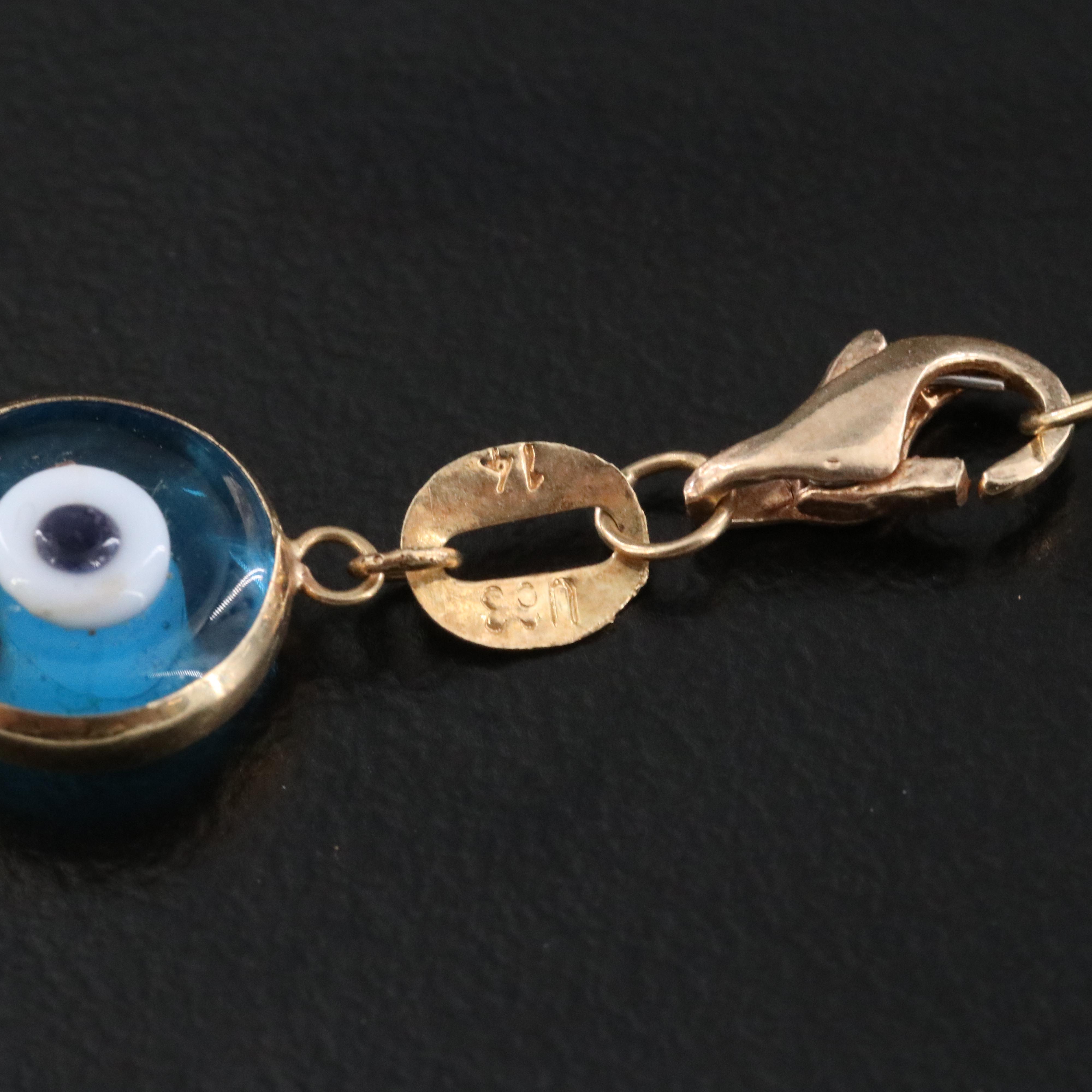 Repair Lot 14K Glass Evil Eye Bracelet