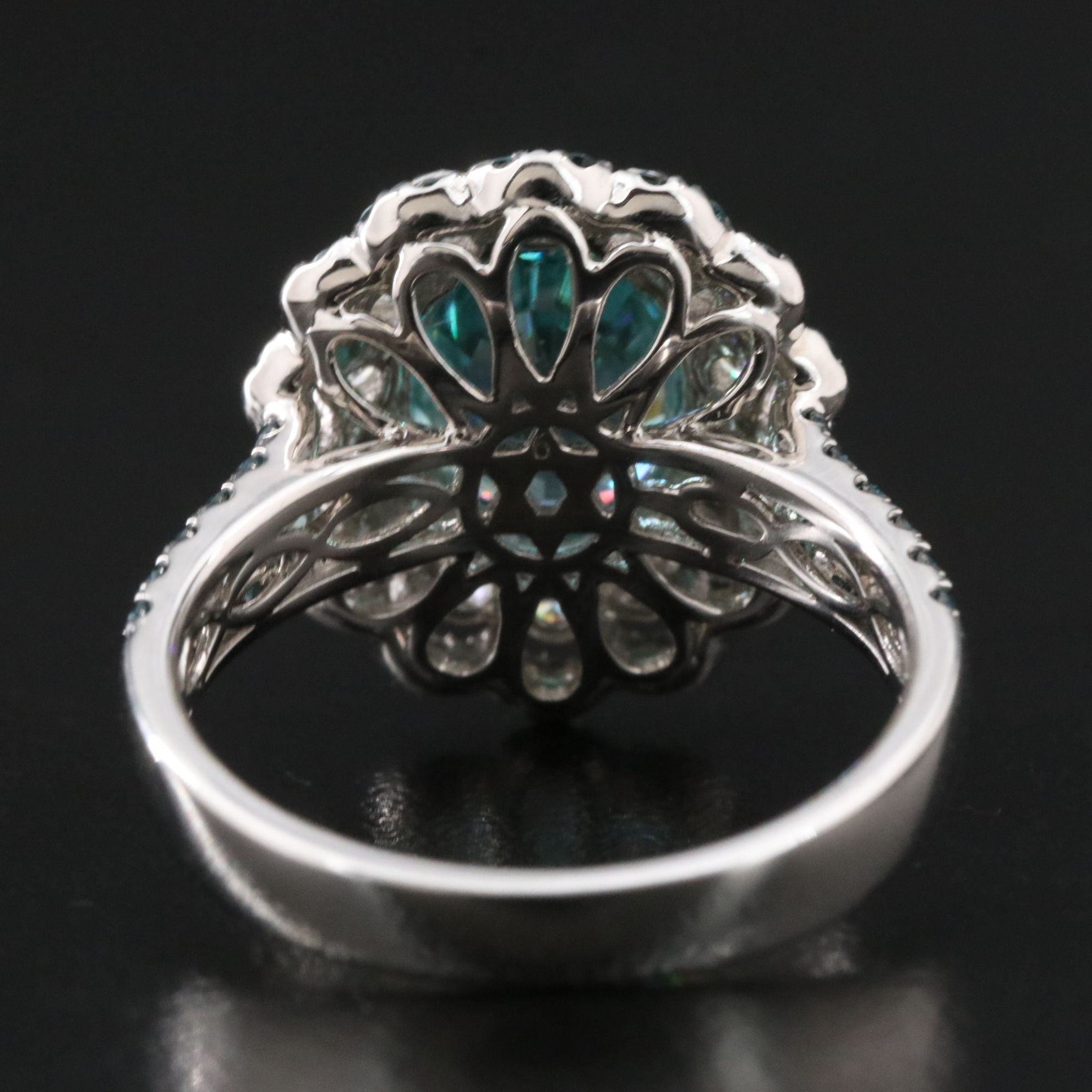 Michael Christoff 18K 4.04 CT Blue Zircon and 1.20 CTW Diamond Halo Ring