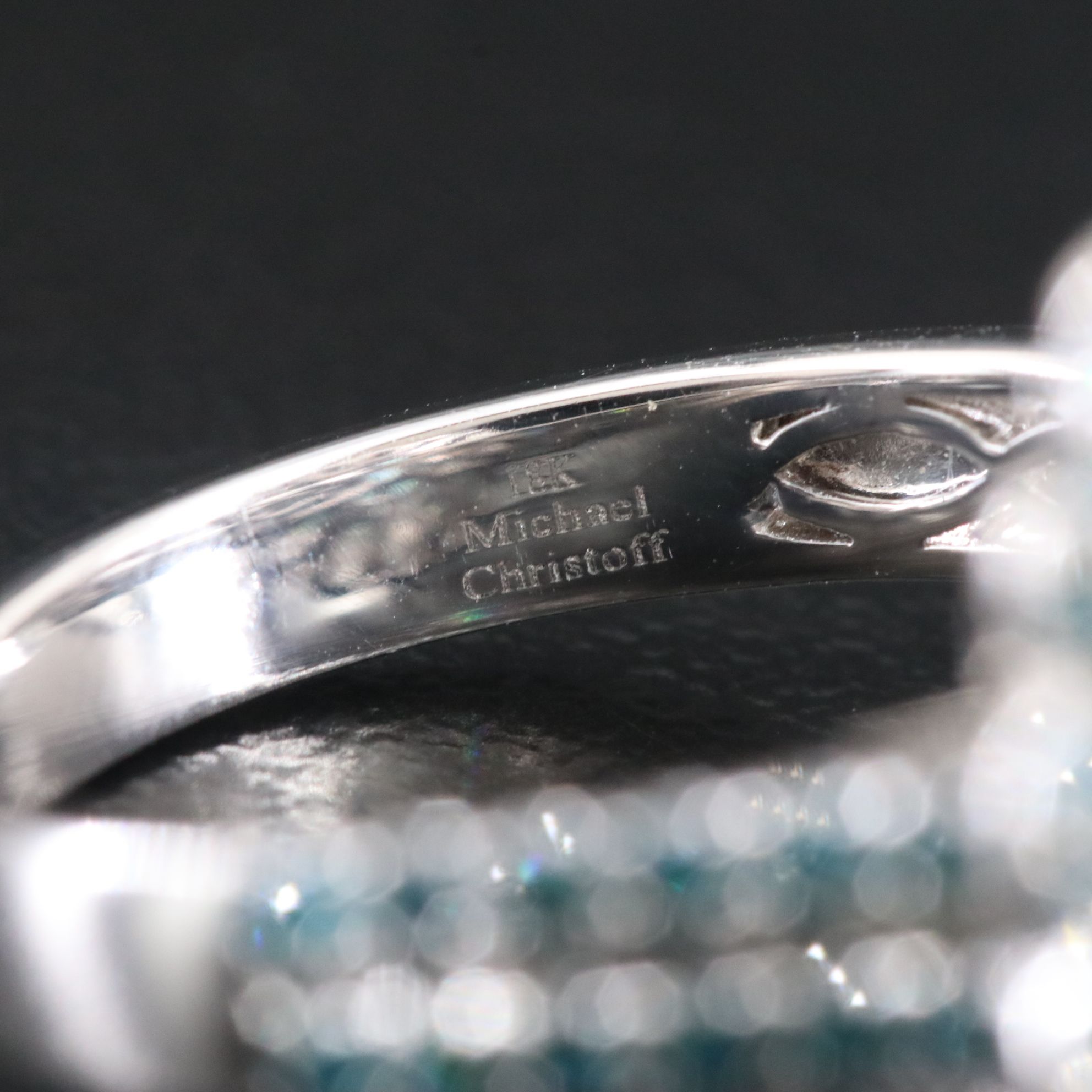 Michael Christoff 18K 4.04 CT Blue Zircon and 1.20 CTW Diamond Halo Ring