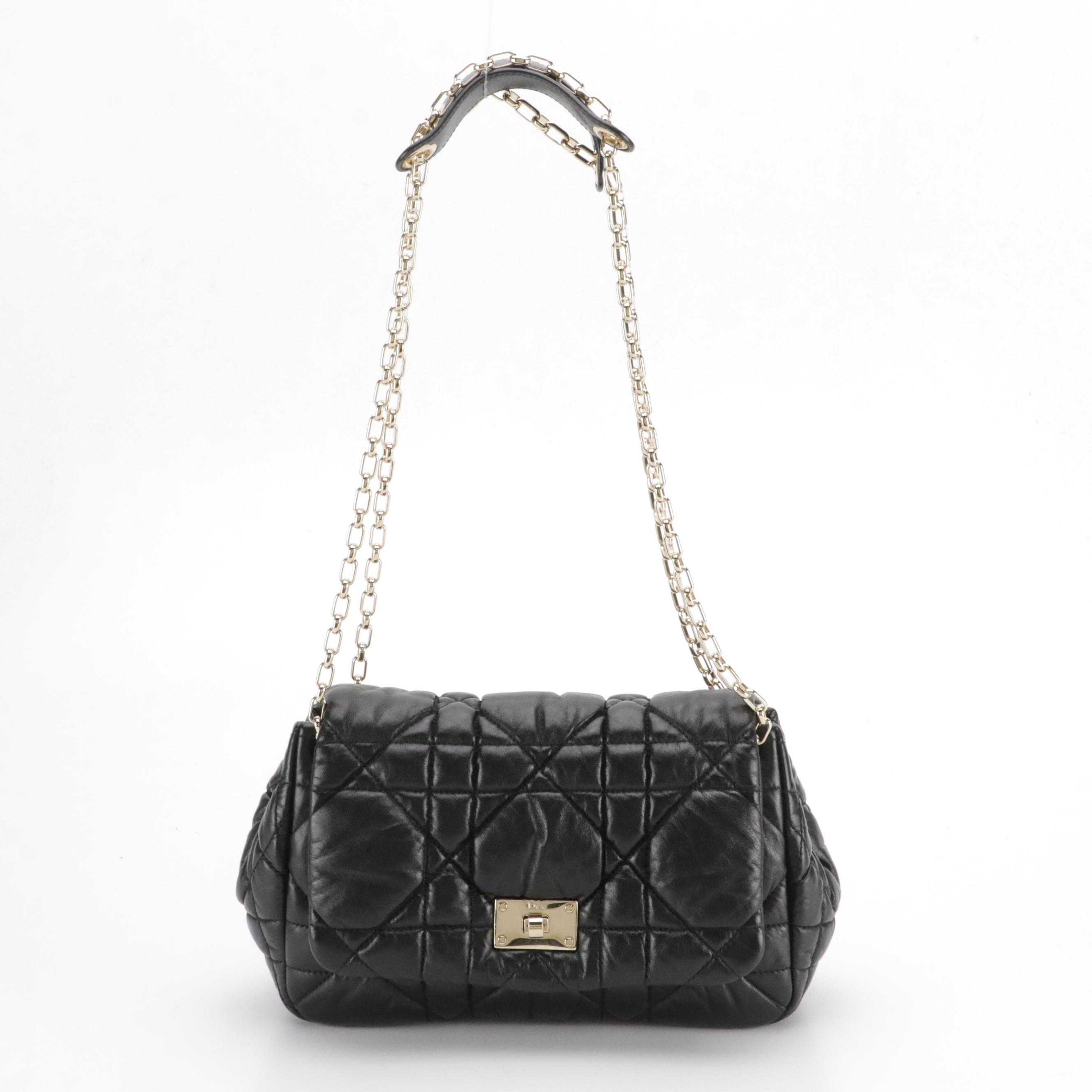 Christian Dior Milly La Foret Shoulder Bag in Black Cannage Quilted Lambskin