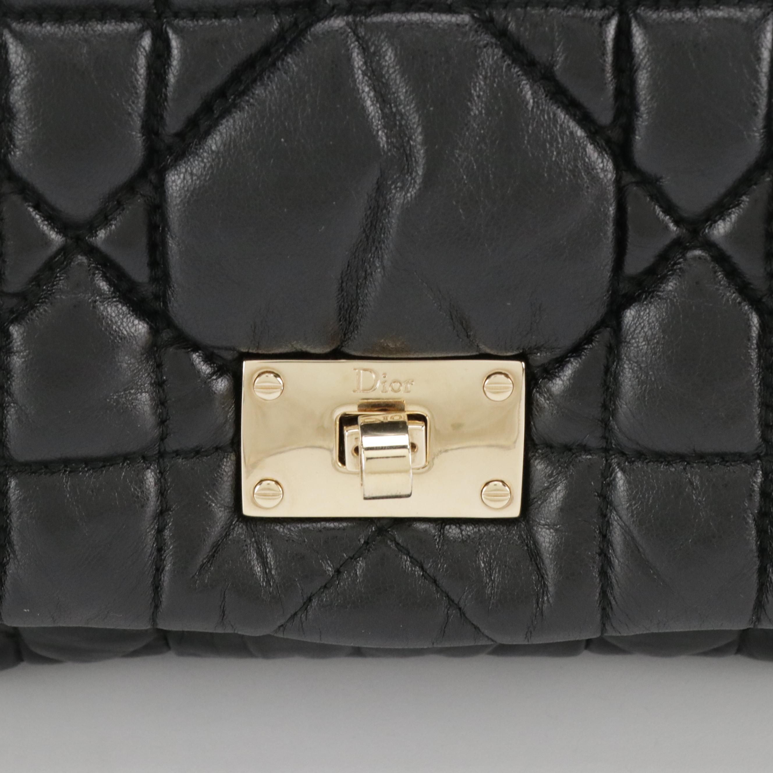 Christian Dior Milly La Foret Shoulder Bag in Black Cannage Quilted Lambskin
