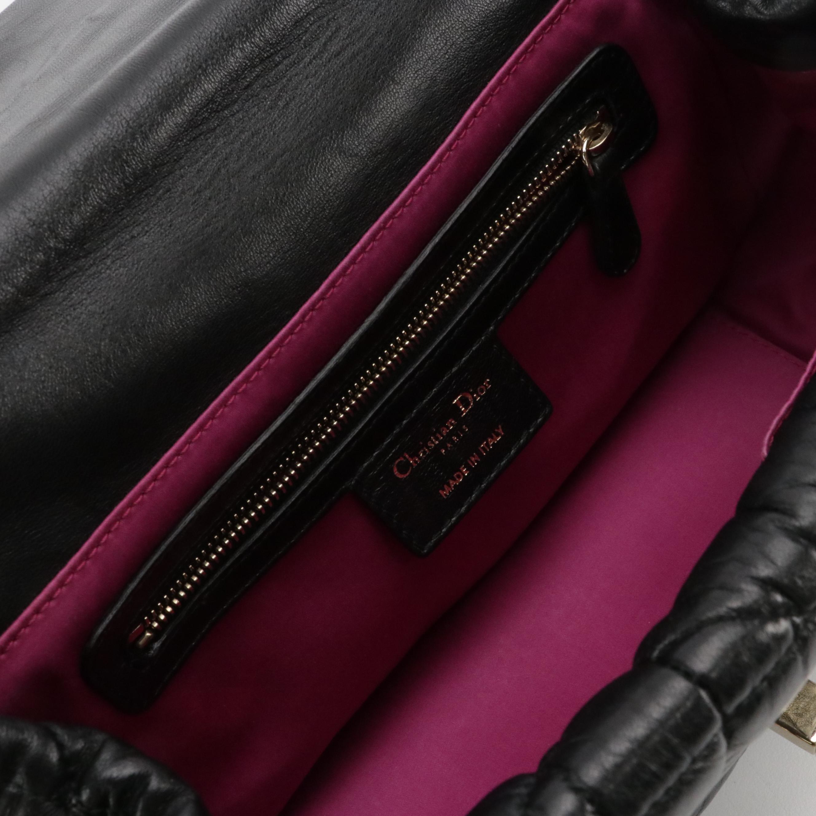 Christian Dior Milly La Foret Shoulder Bag in Black Cannage Quilted Lambskin