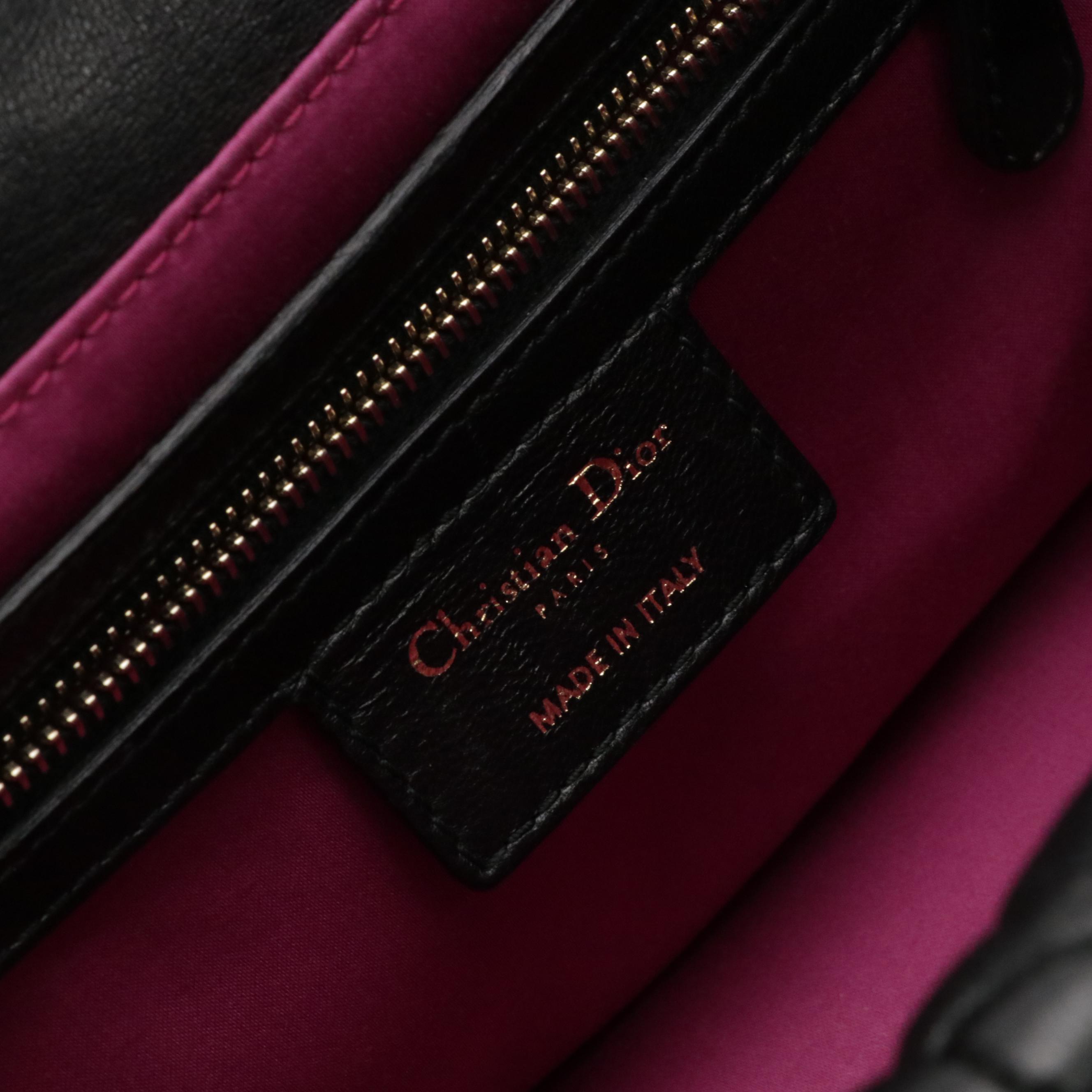 Christian Dior Milly La Foret Shoulder Bag in Black Cannage Quilted Lambskin