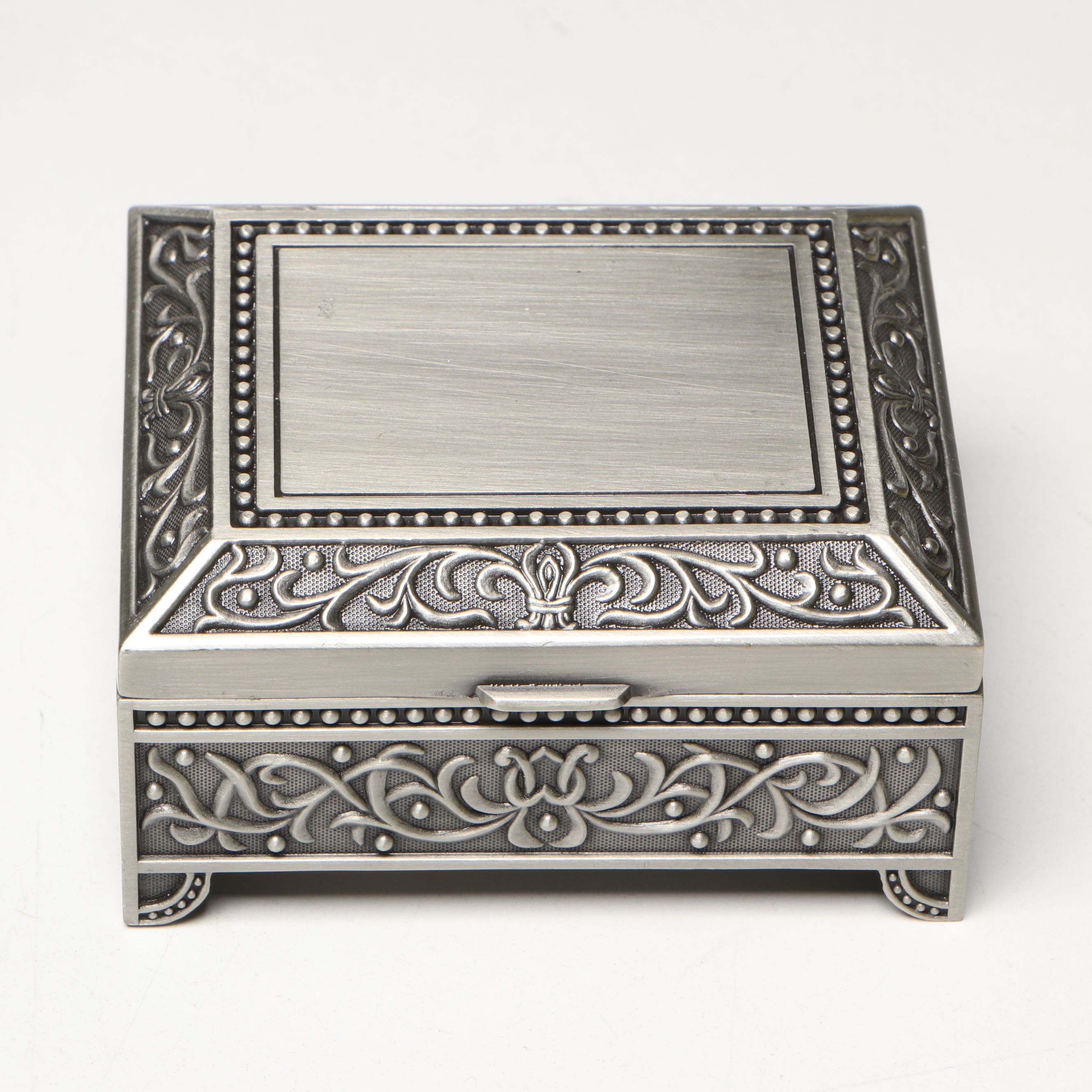 Brushed Metal Jewelry Boxes and Figural Banks