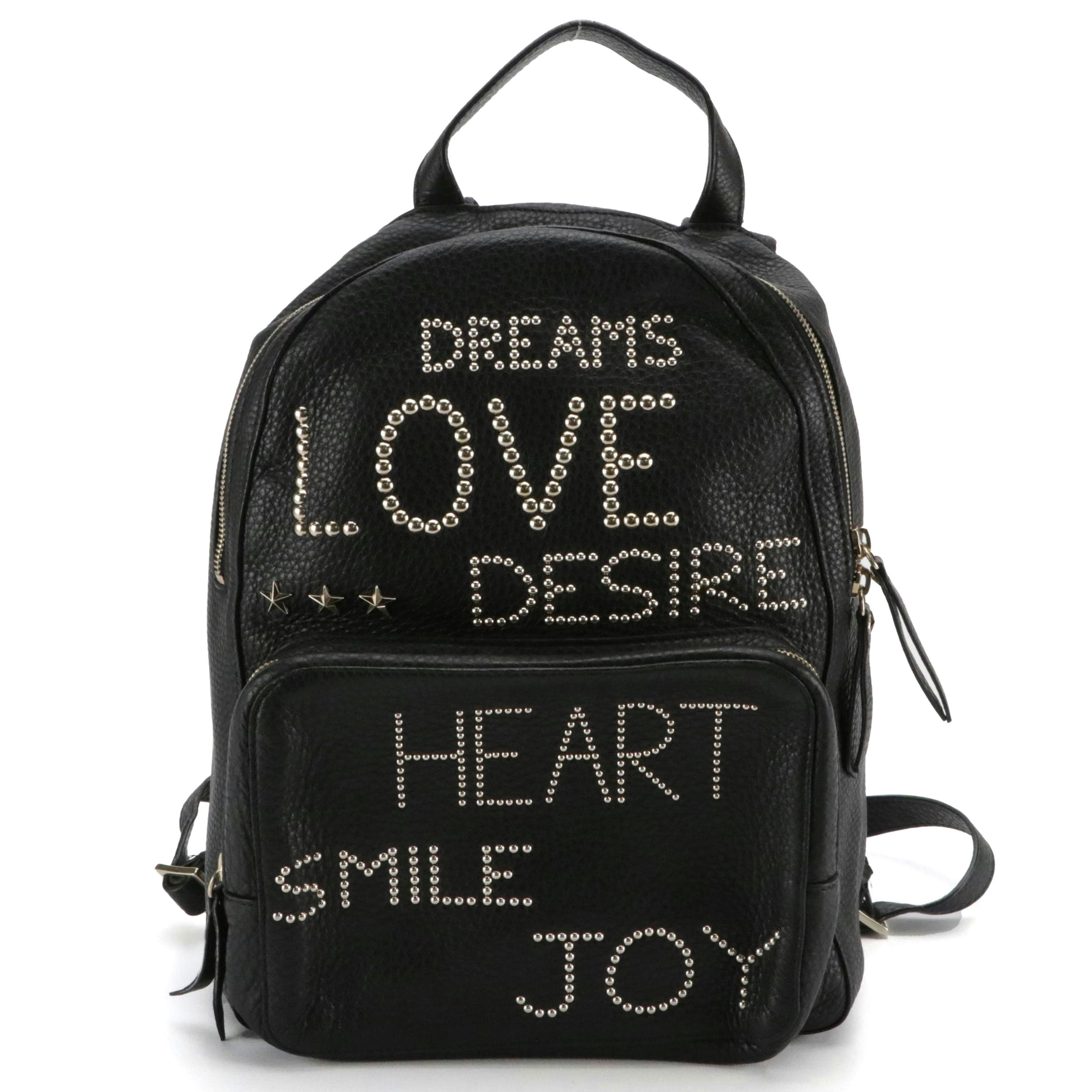 RED Valentino Studded Black Calfskin Leather Backpack