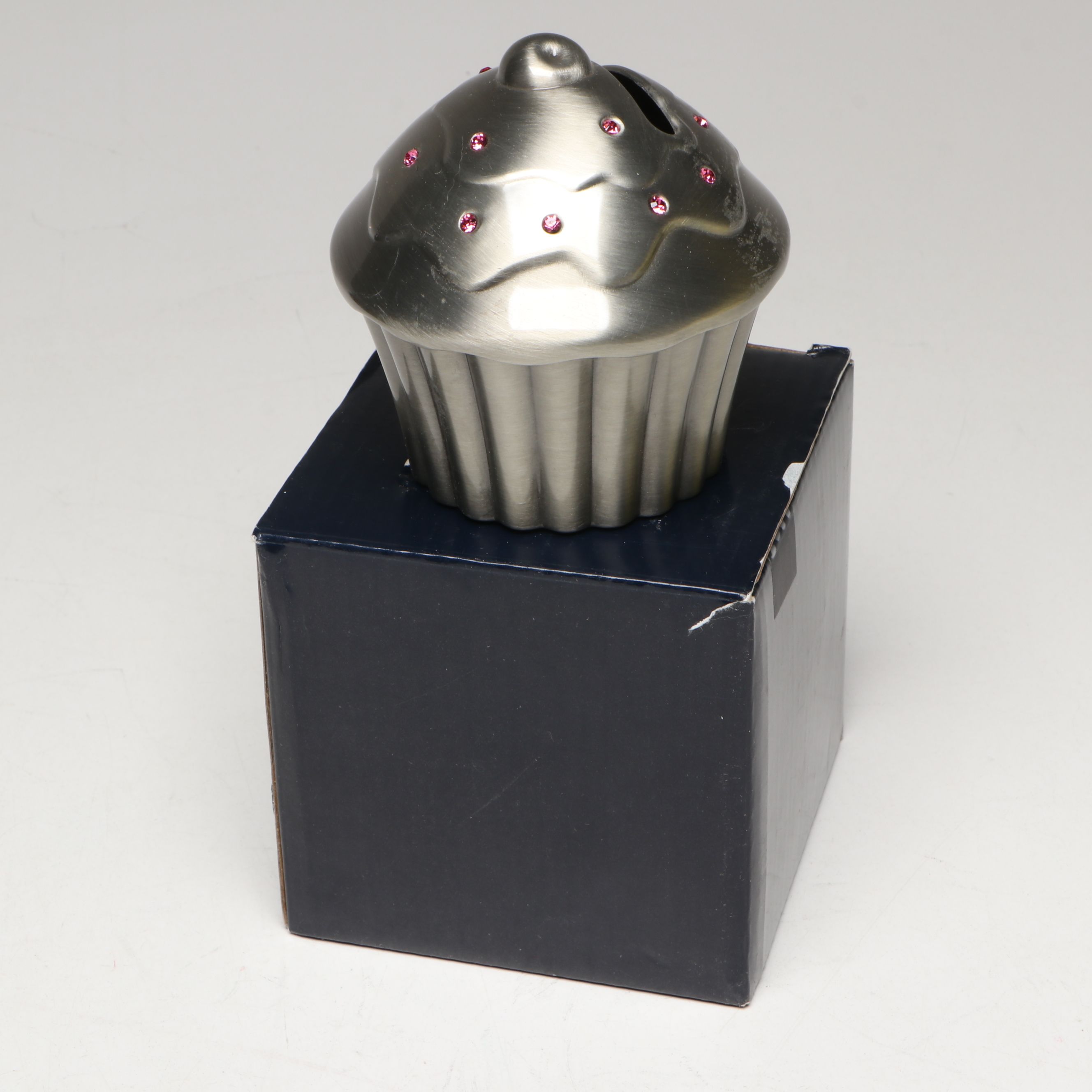 Brushed Metal Jewelry Boxes and Figural Banks