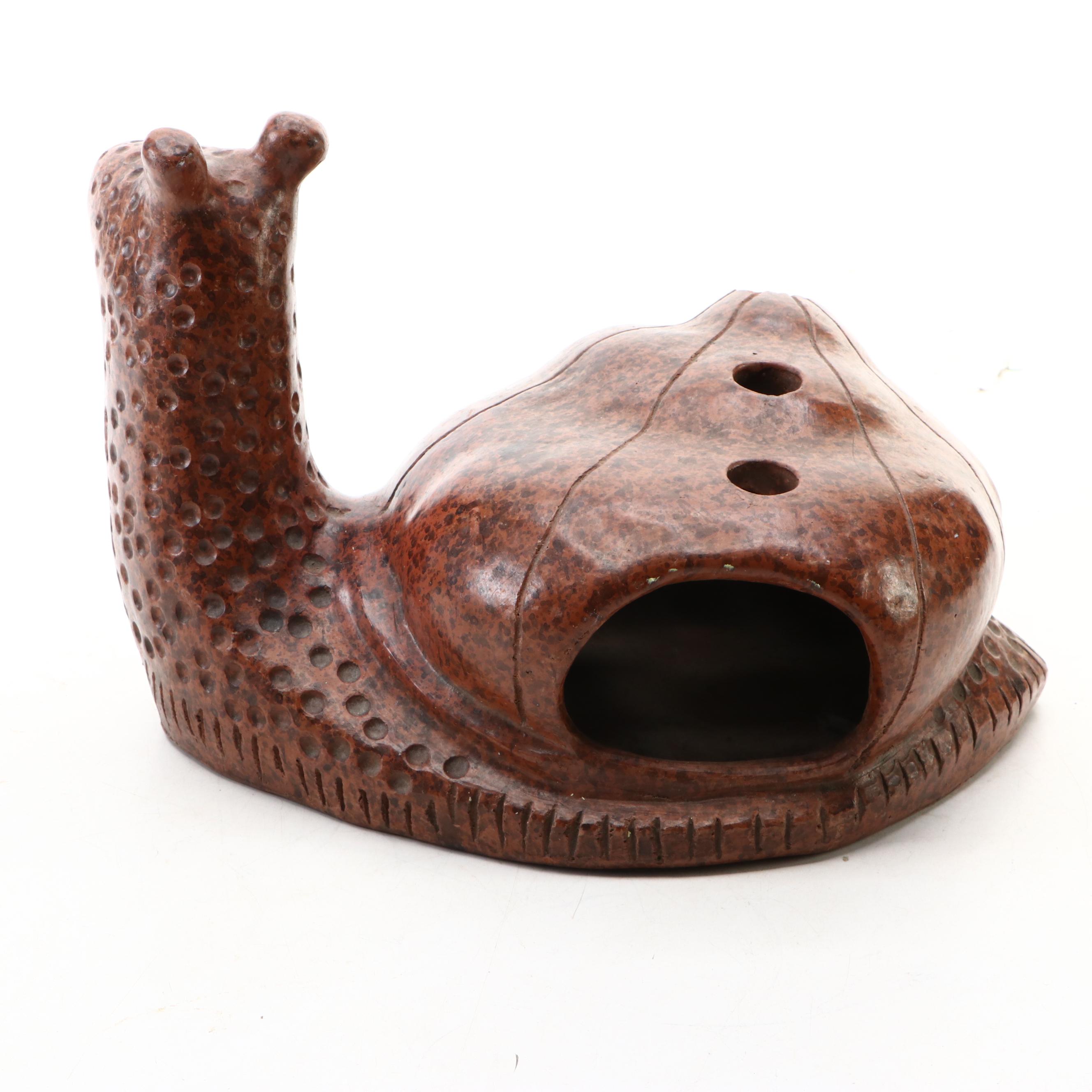 Speckled Terracotta Snail Candle Holder