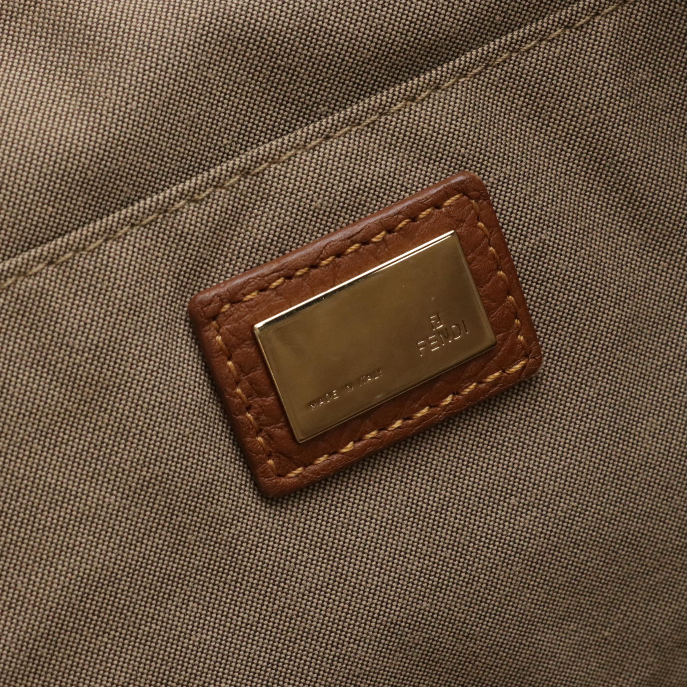 Fendi Tote Bag in Zucchino Jacquard Canvas and Leather Trim