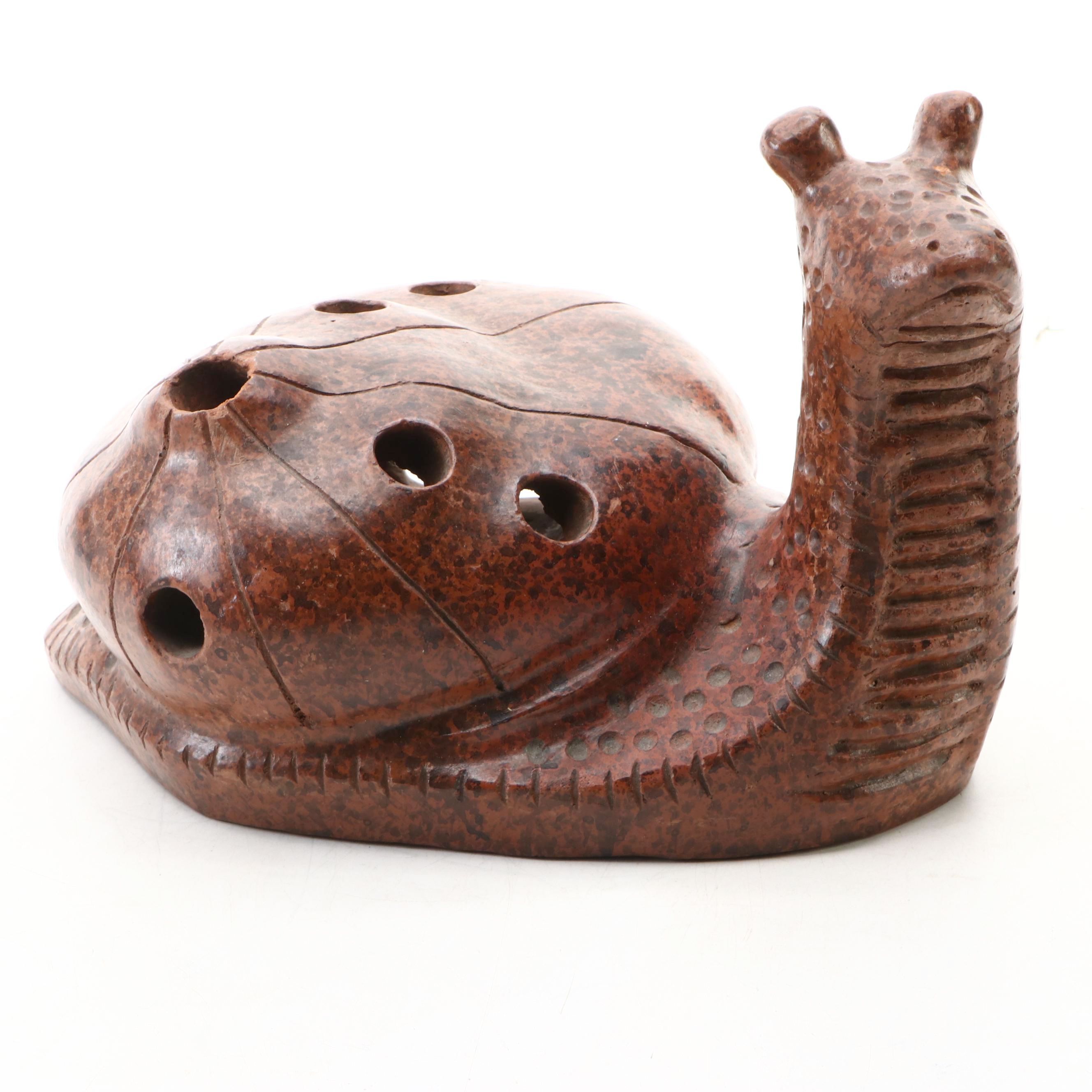 Speckled Terracotta Snail Candle Holder