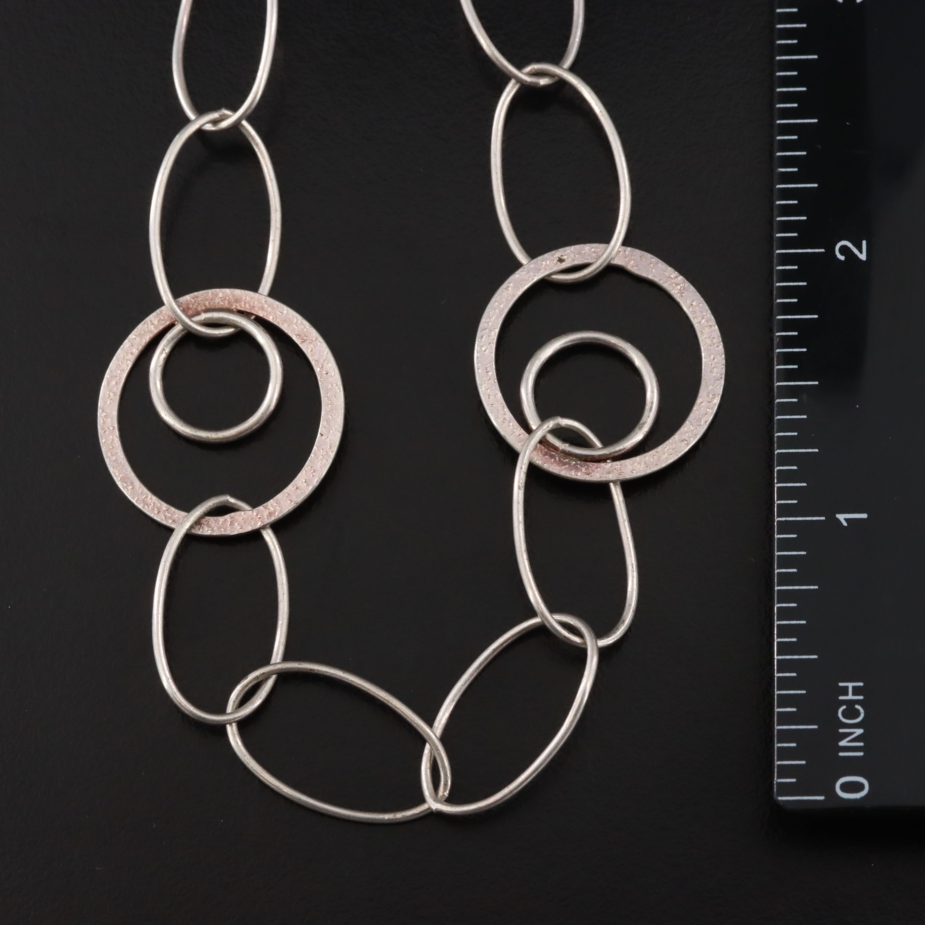 Italian Milor Sterling Oval and Circle Link Necklace