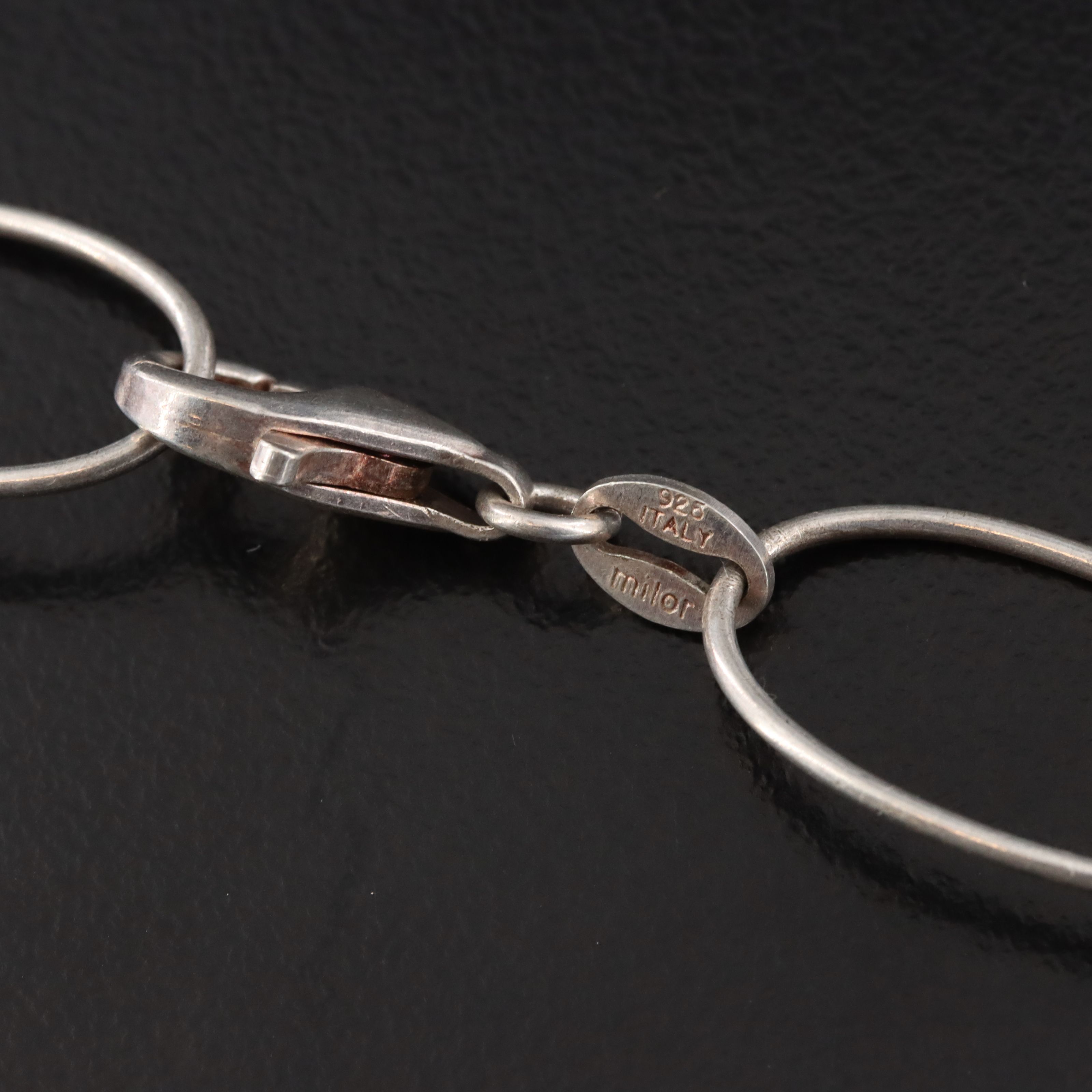 Italian Milor Sterling Oval and Circle Link Necklace
