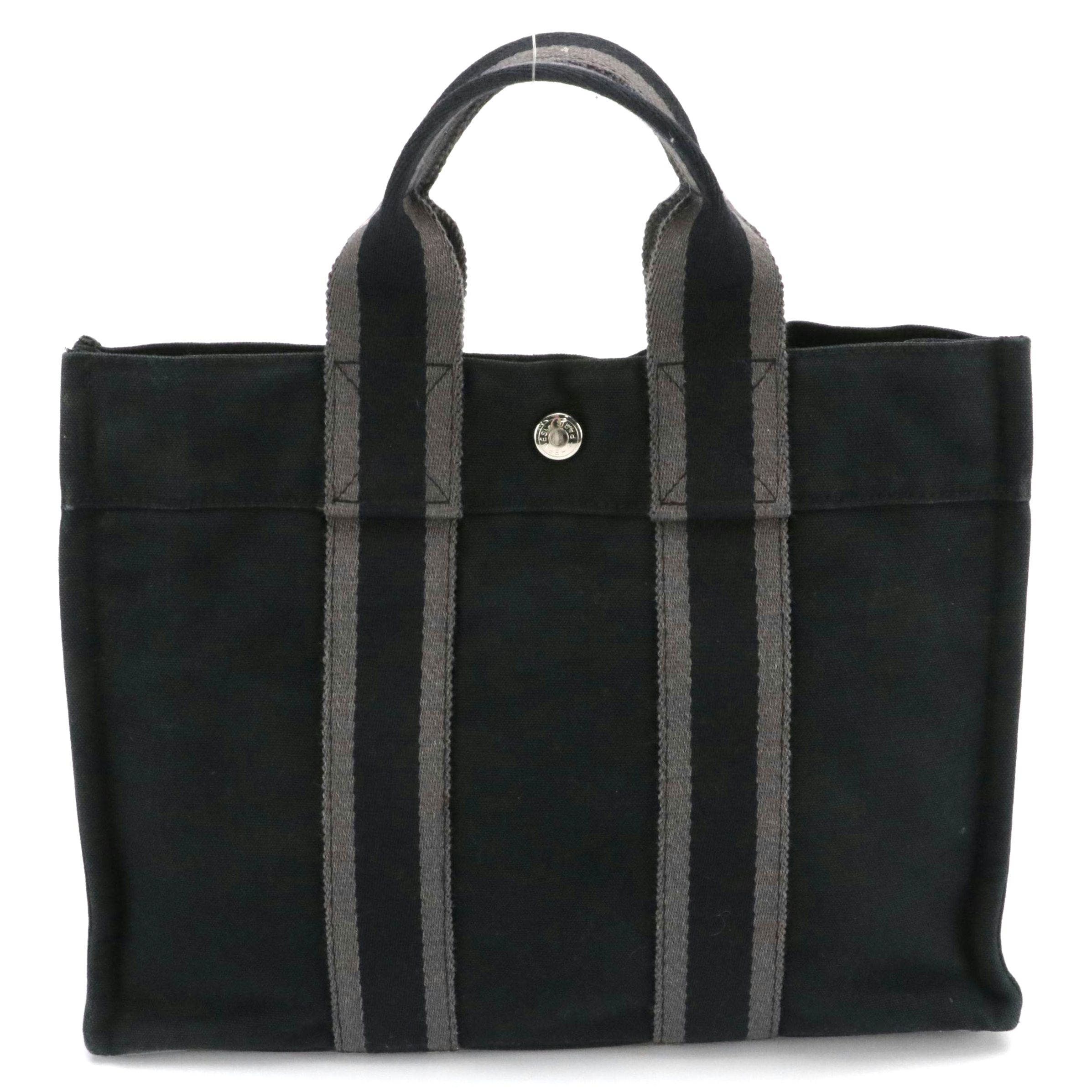 Hermès Fourre-Tout PM in Black Cotton Canvas