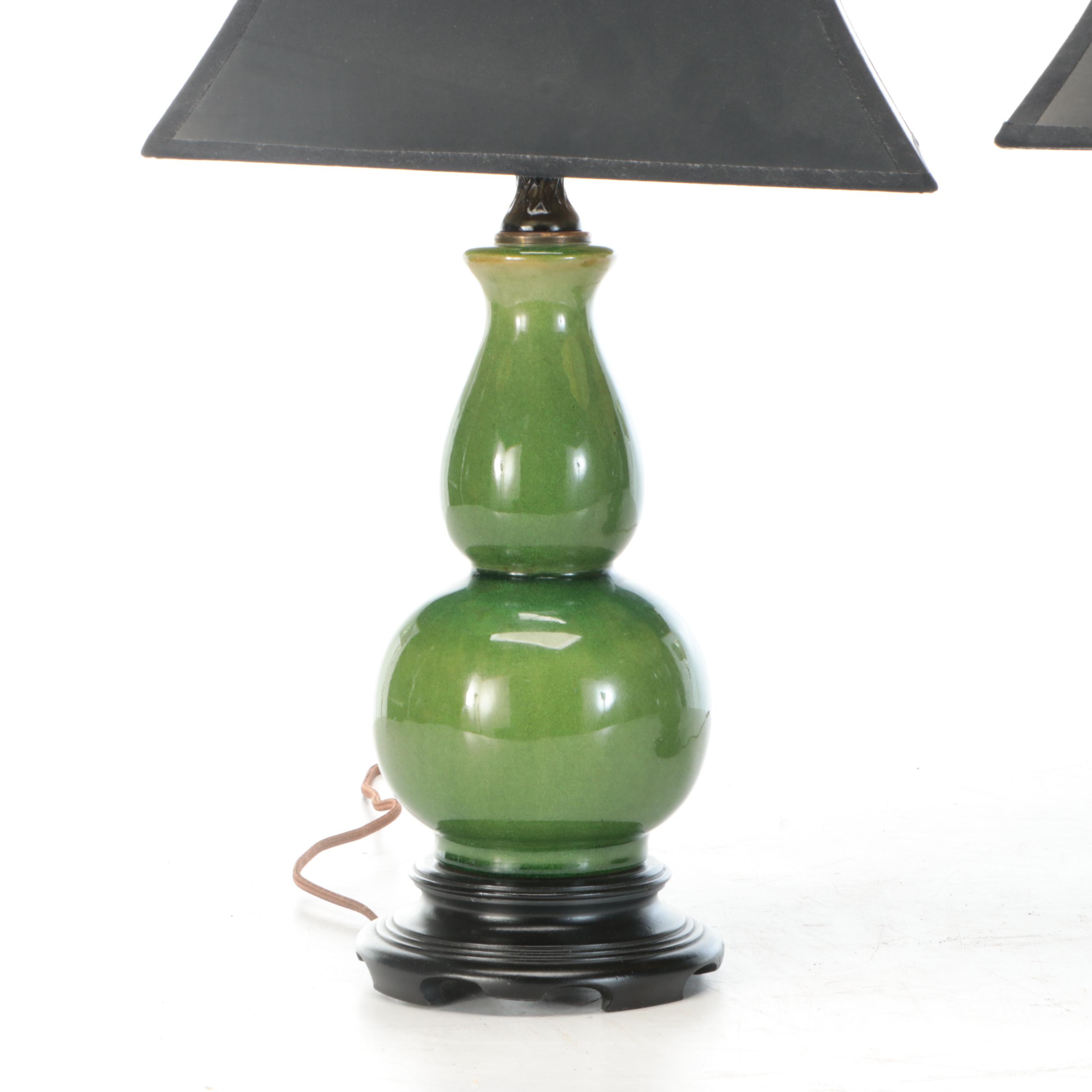 Green Glazed Ceramic Table Lamps