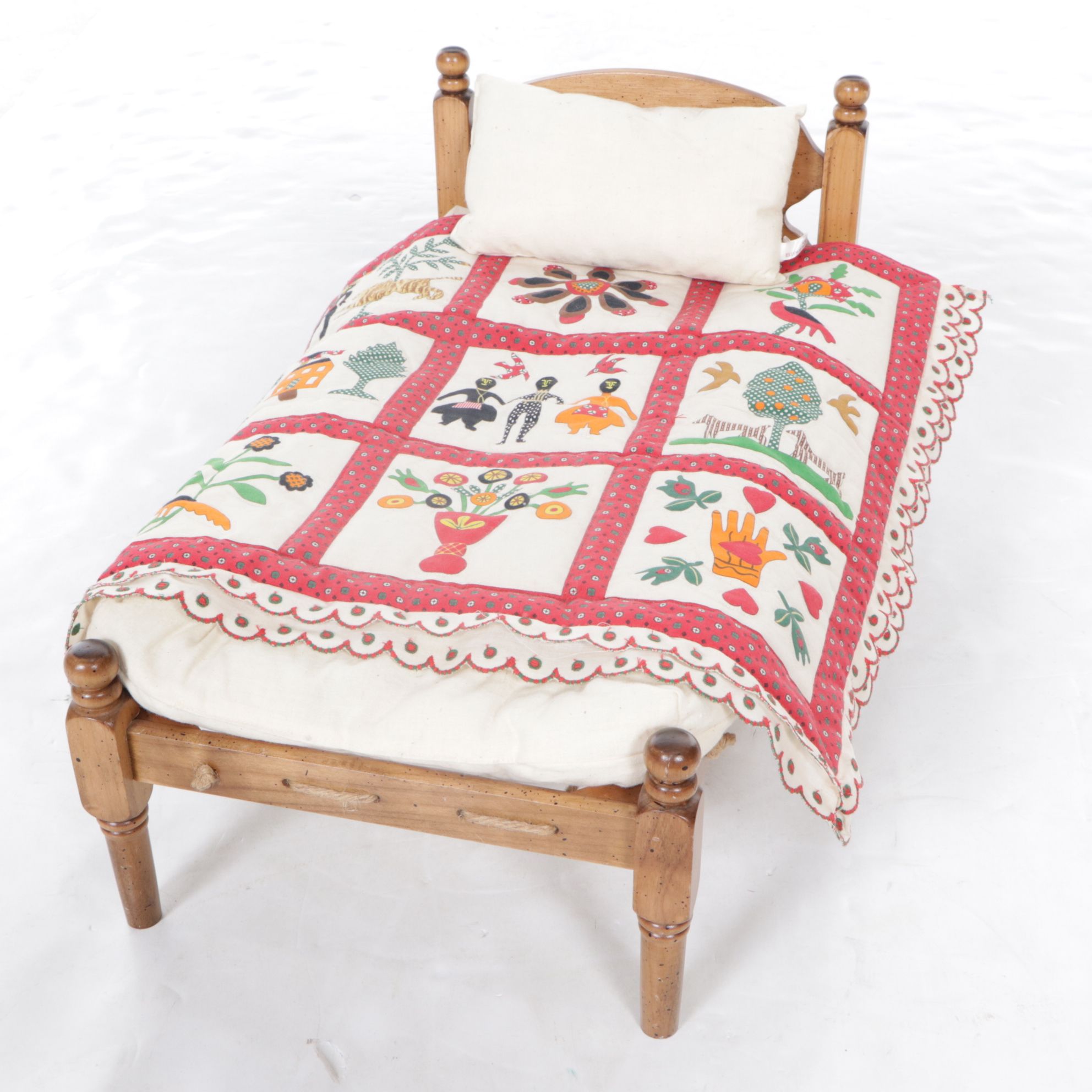 American Girl Doll Furniture Features Lazy Susan Table and Country Quilt