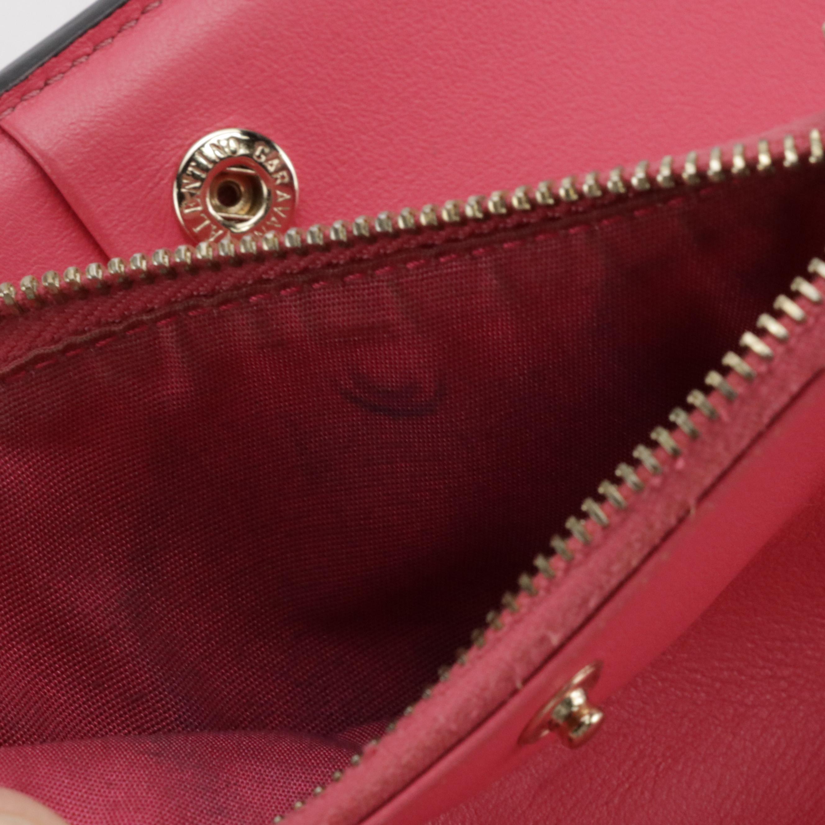 Valentino Garavani Rockstud Long Wallet in Watermelon Pink Calfskin, With Box