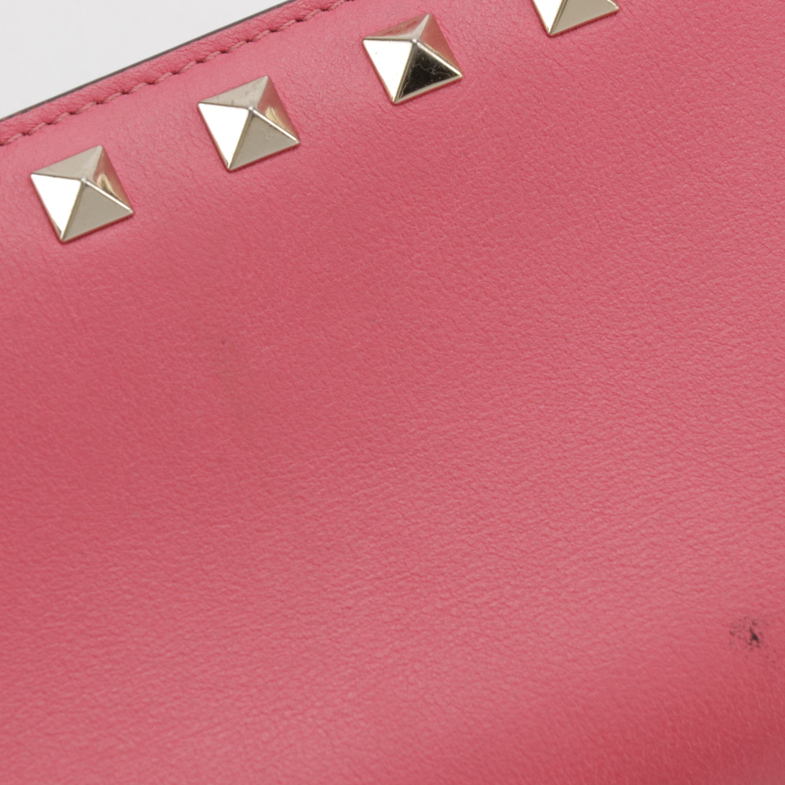 Valentino Garavani Rockstud Long Wallet in Watermelon Pink Calfskin, With Box