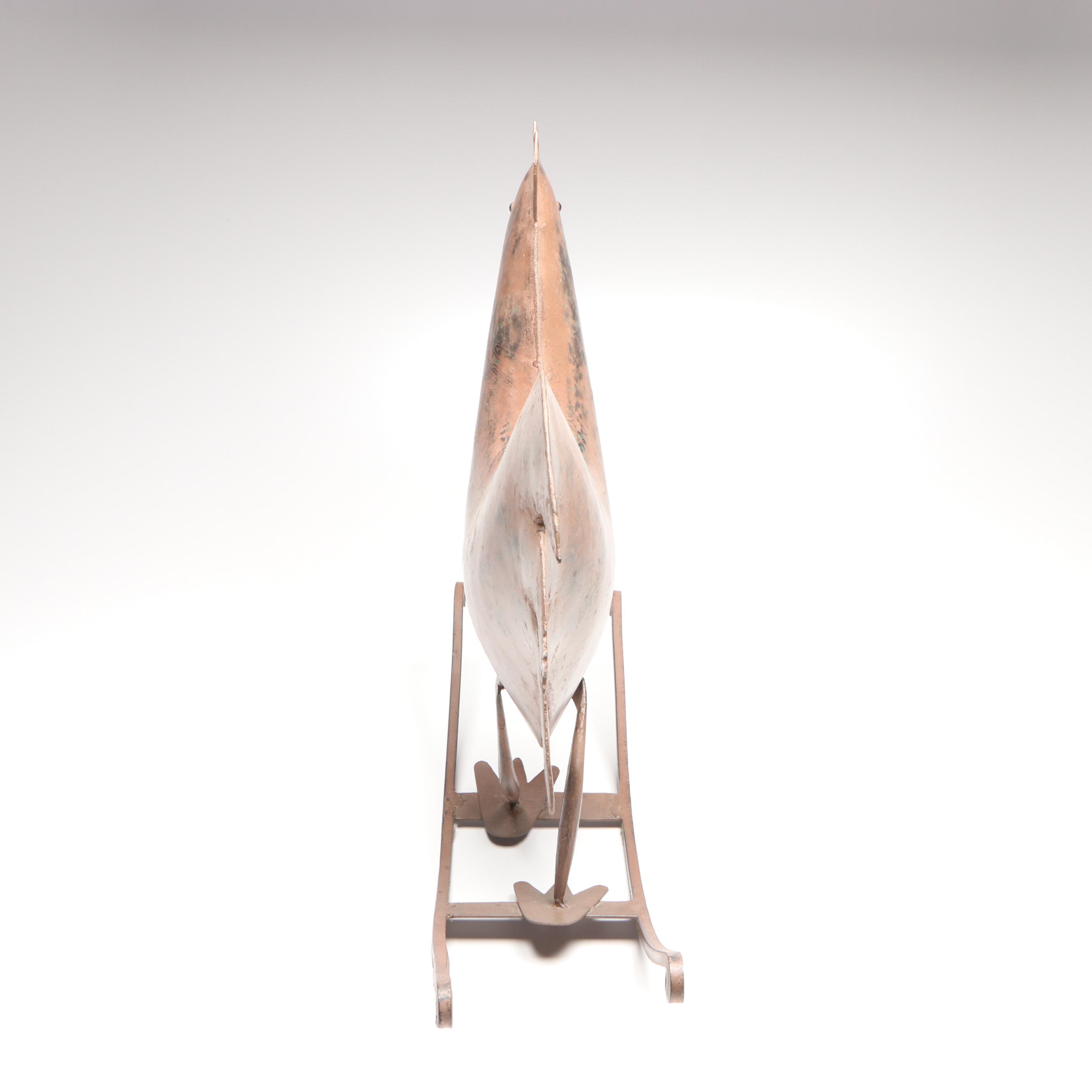 American Folk Art Style Metal Rocking Rooster Sculpture