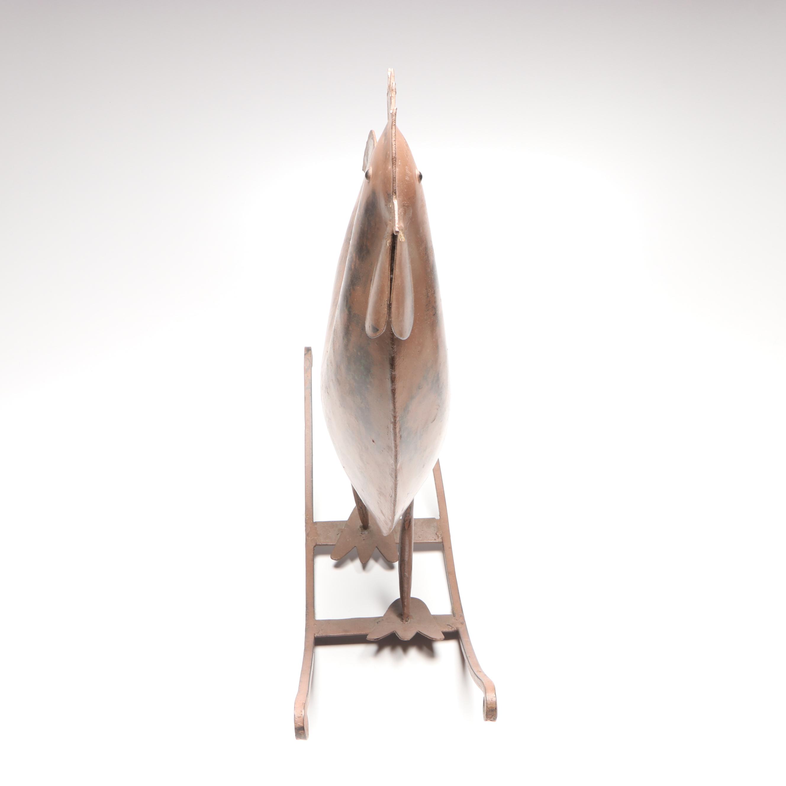 American Folk Art Style Metal Rocking Rooster Sculpture