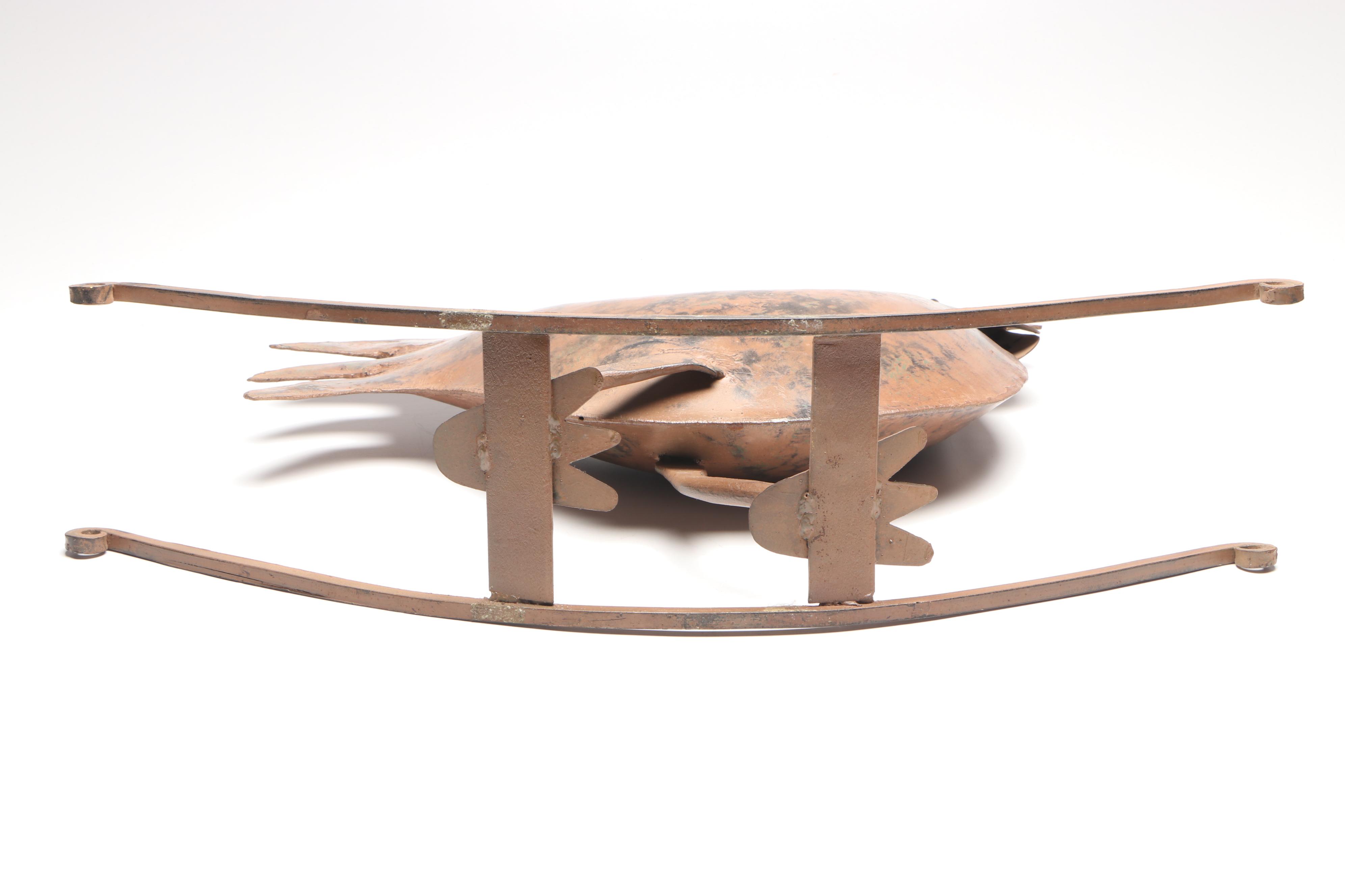 American Folk Art Style Metal Rocking Rooster Sculpture