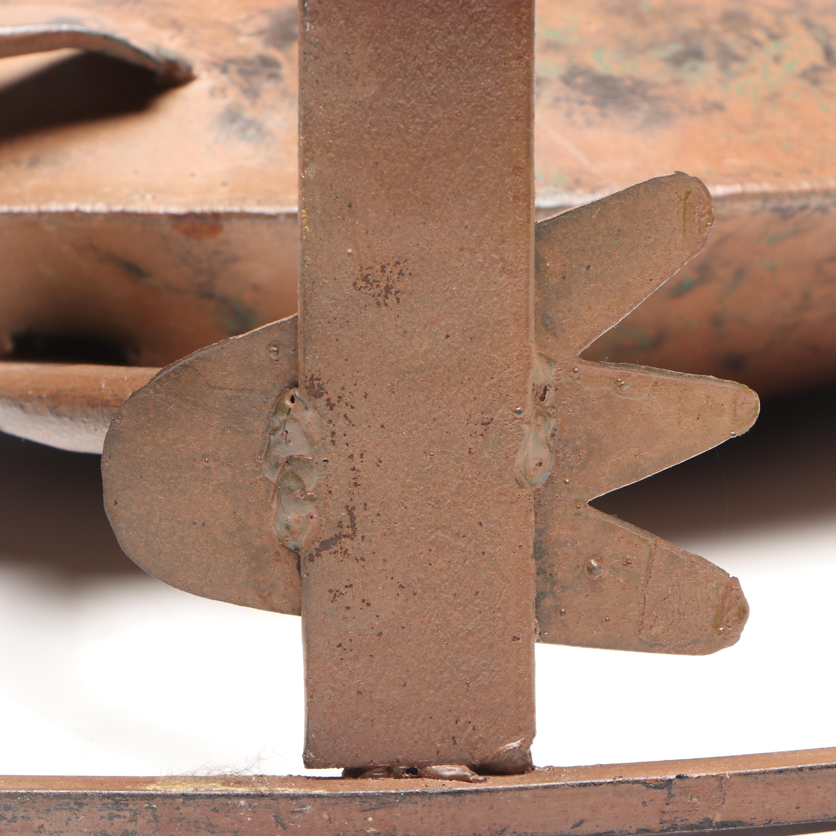 American Folk Art Style Metal Rocking Rooster Sculpture