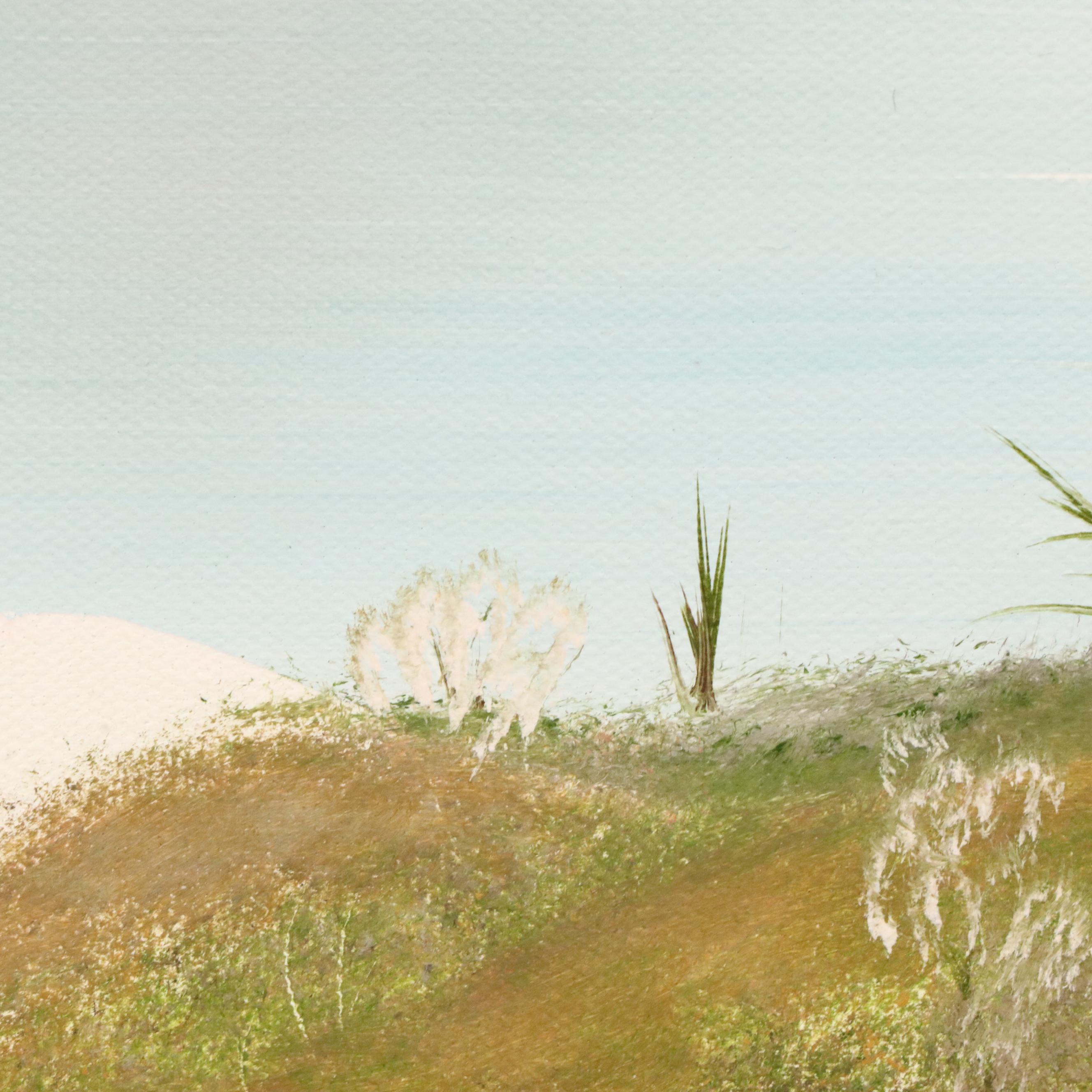 K. Whiteley Mountain Lake Landscape Oil Painting, 1989