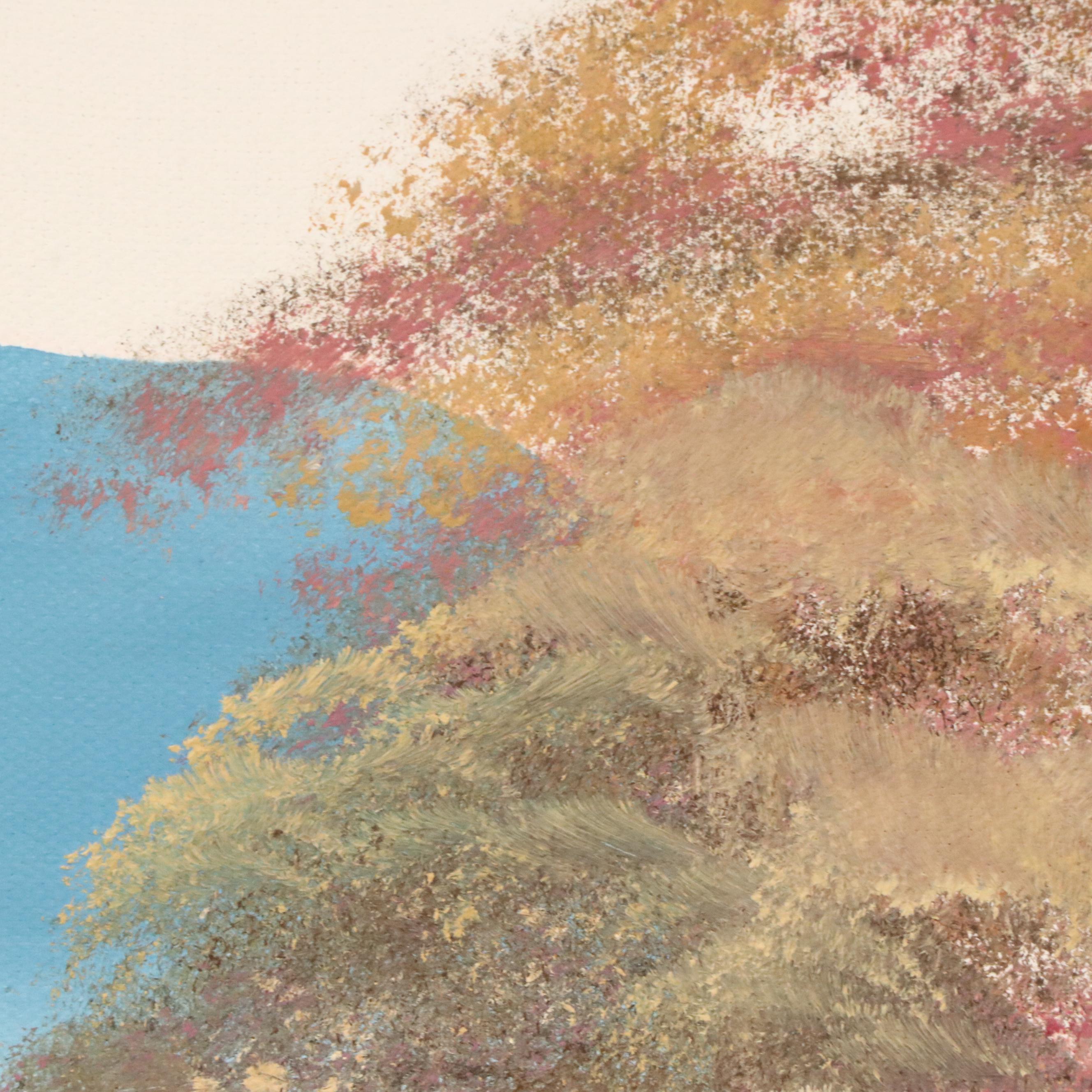 K. Whiteley Mountain Lake Landscape Oil Painting, 1989