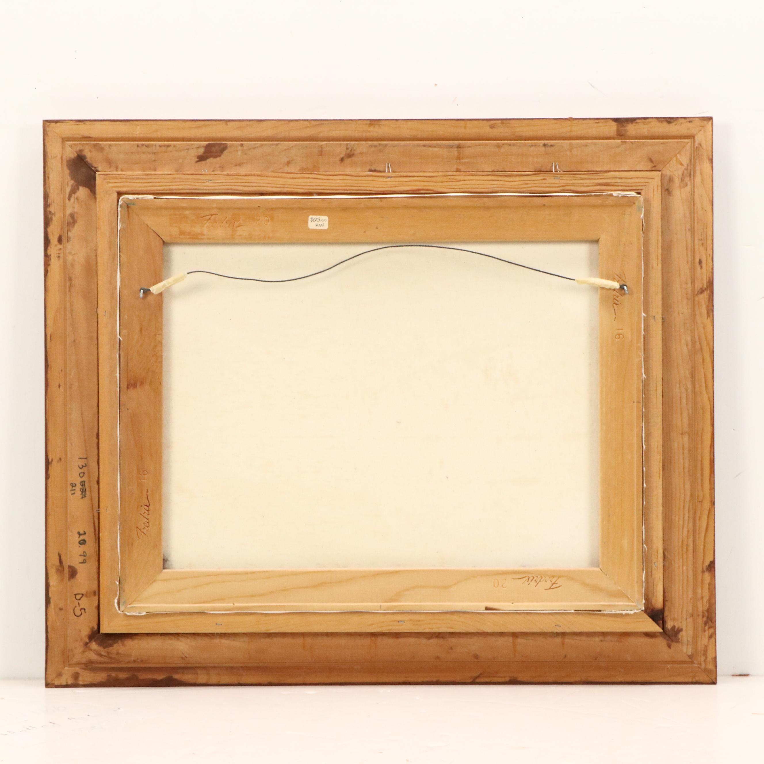 K. Whiteley Mountain Lake Landscape Oil Painting, 1989