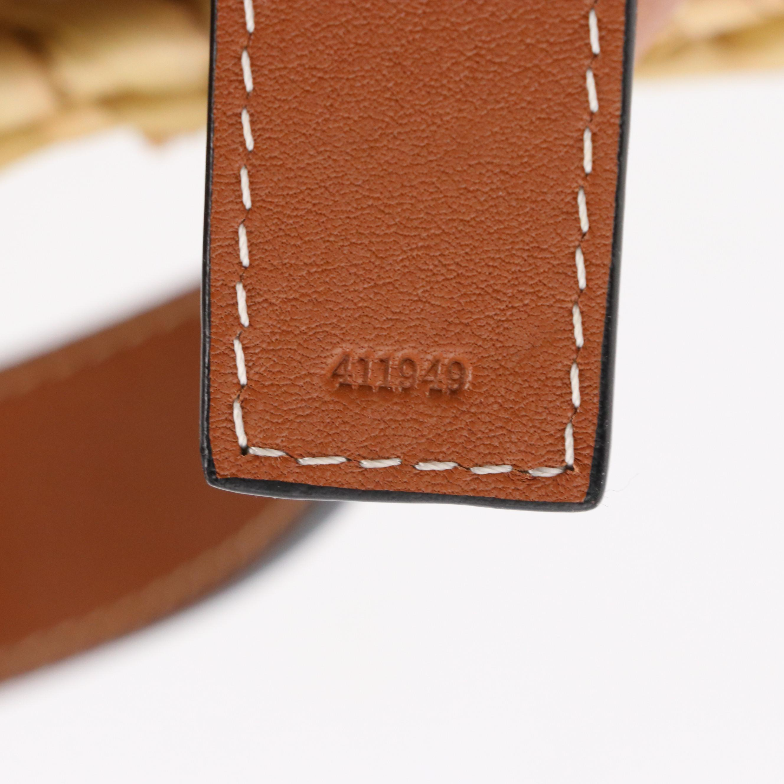 Loewe Anagram Basket Bag in Woven Palm Leaf and Brown Leather Trim