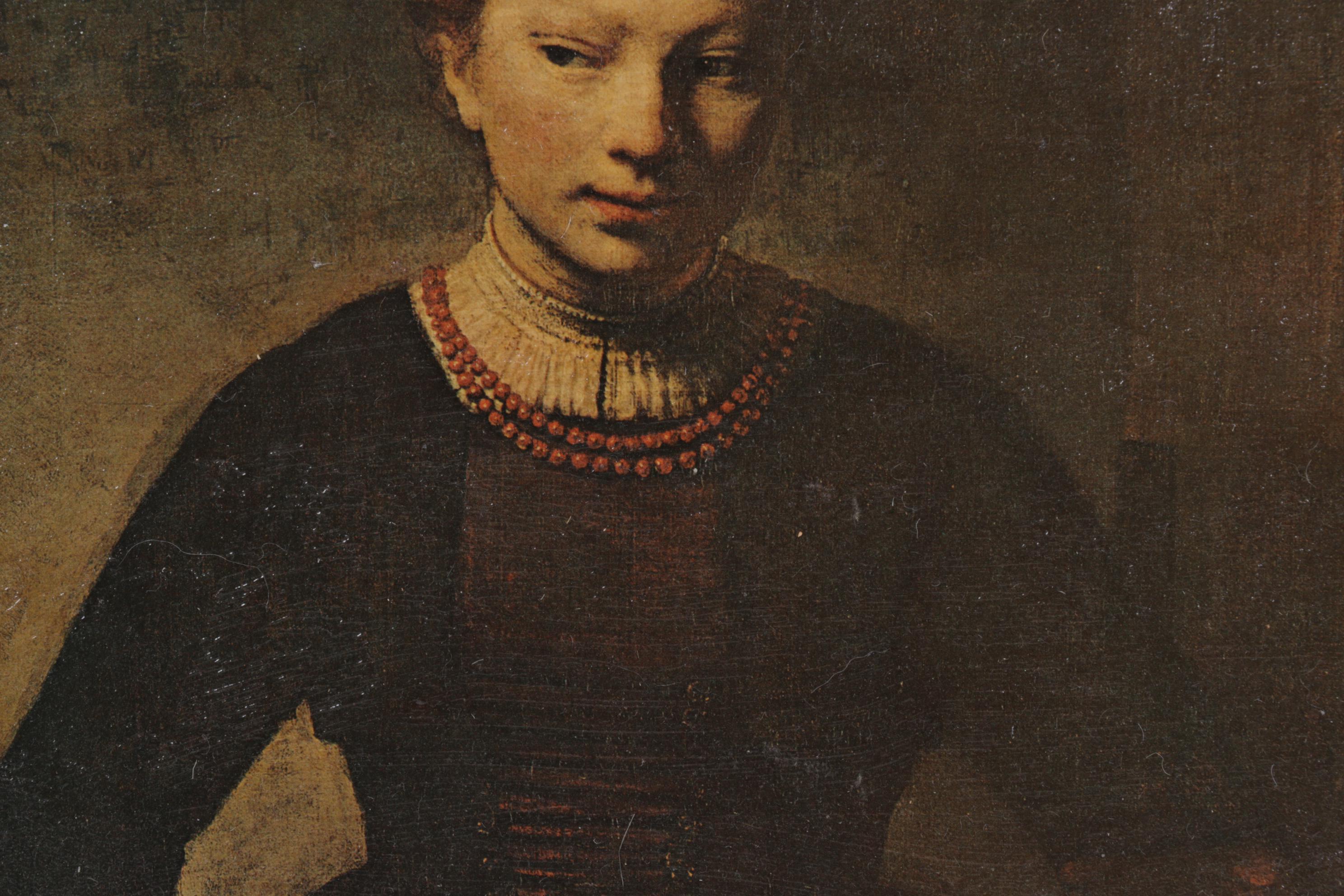 Offset Lithograph After Rembrandt "Young Girl at an Open Half-Door"