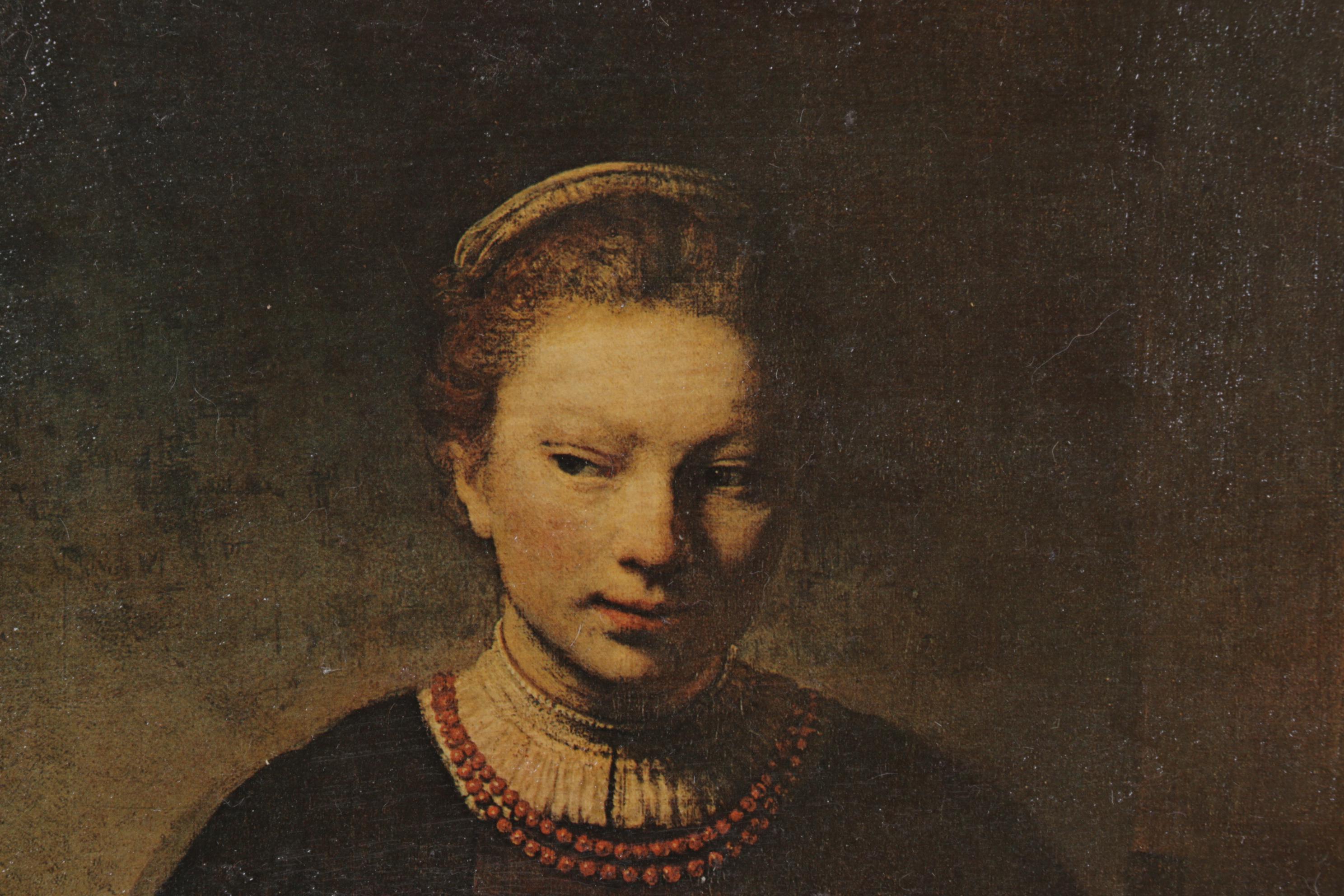 Offset Lithograph After Rembrandt "Young Girl at an Open Half-Door"