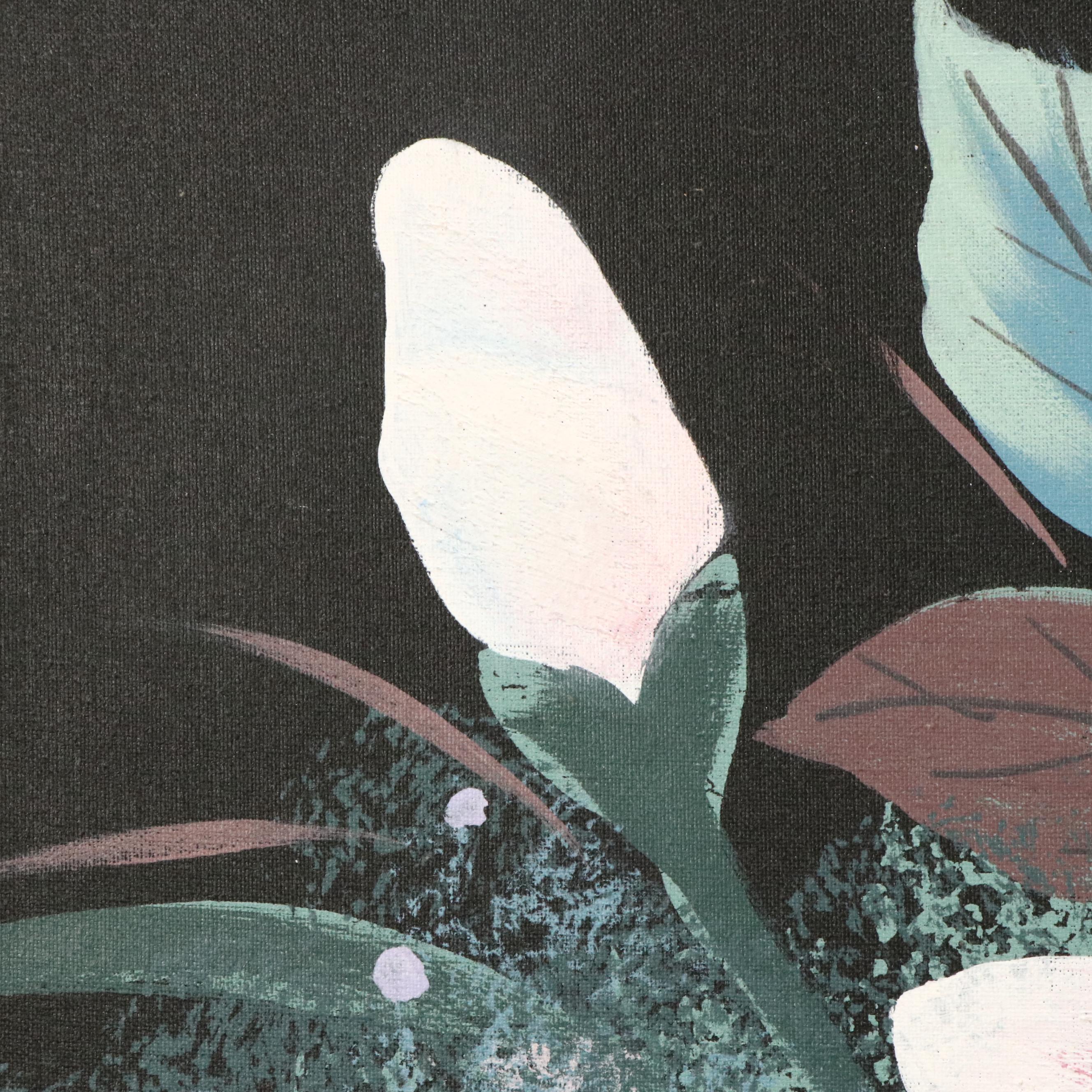 Large Floral Still Life Acrylic Painting, Circa 1980