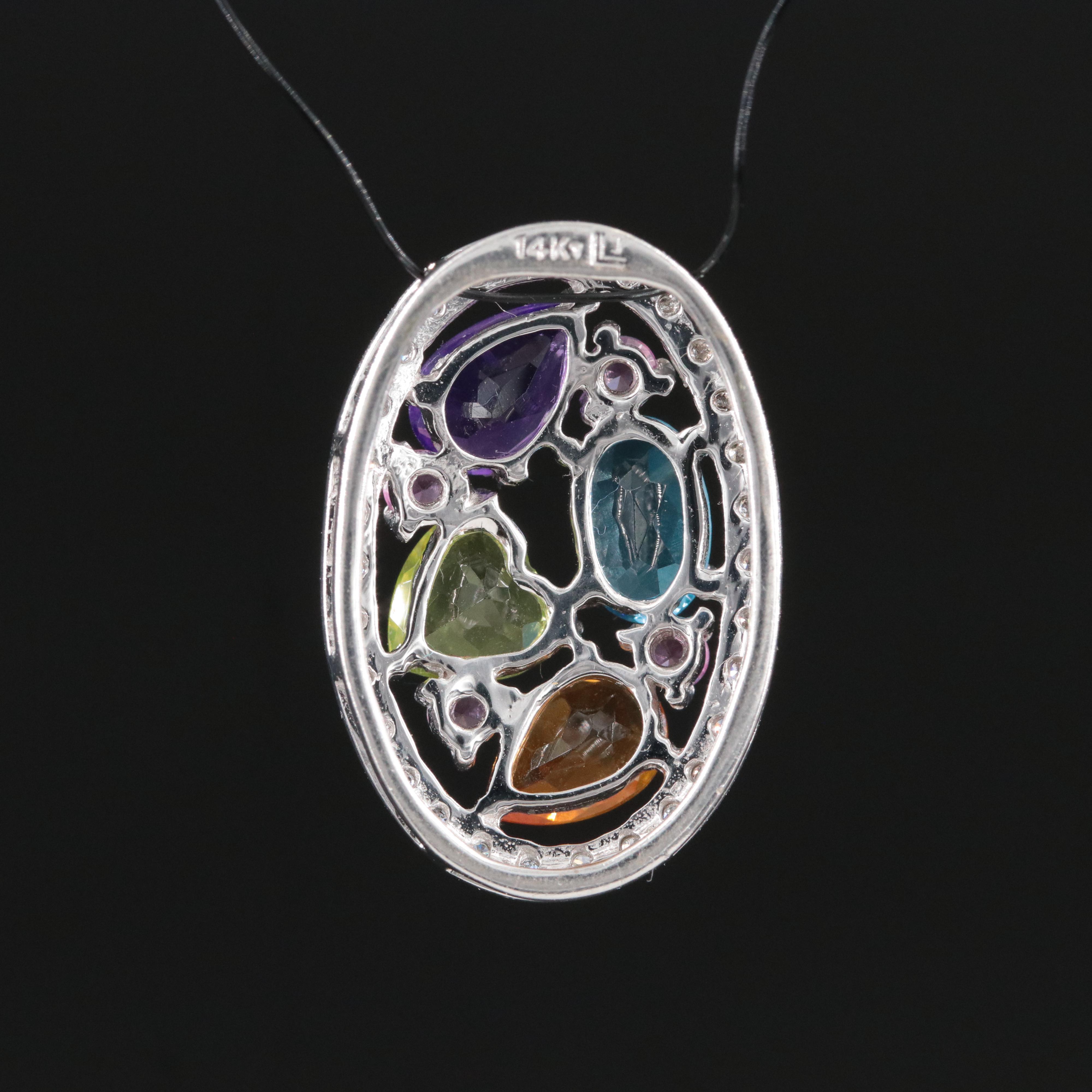 14K Pink Sapphire, Gemstone and Gemstone Pendant