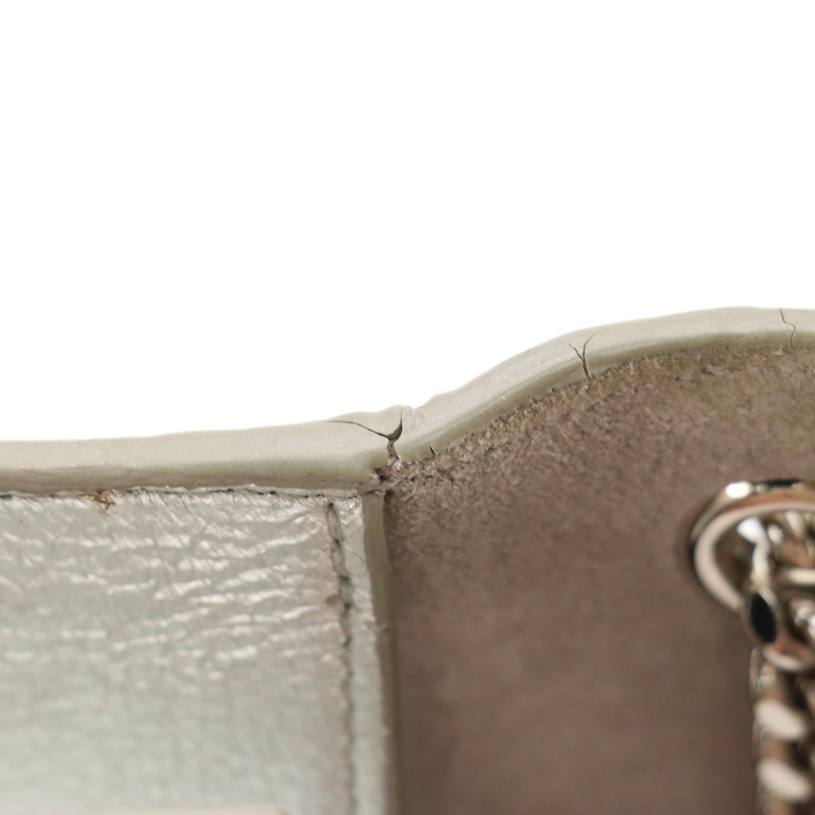 Saint Laurent Cloud Star Kate Chain Strap Bag in Silver Calfskin Leather