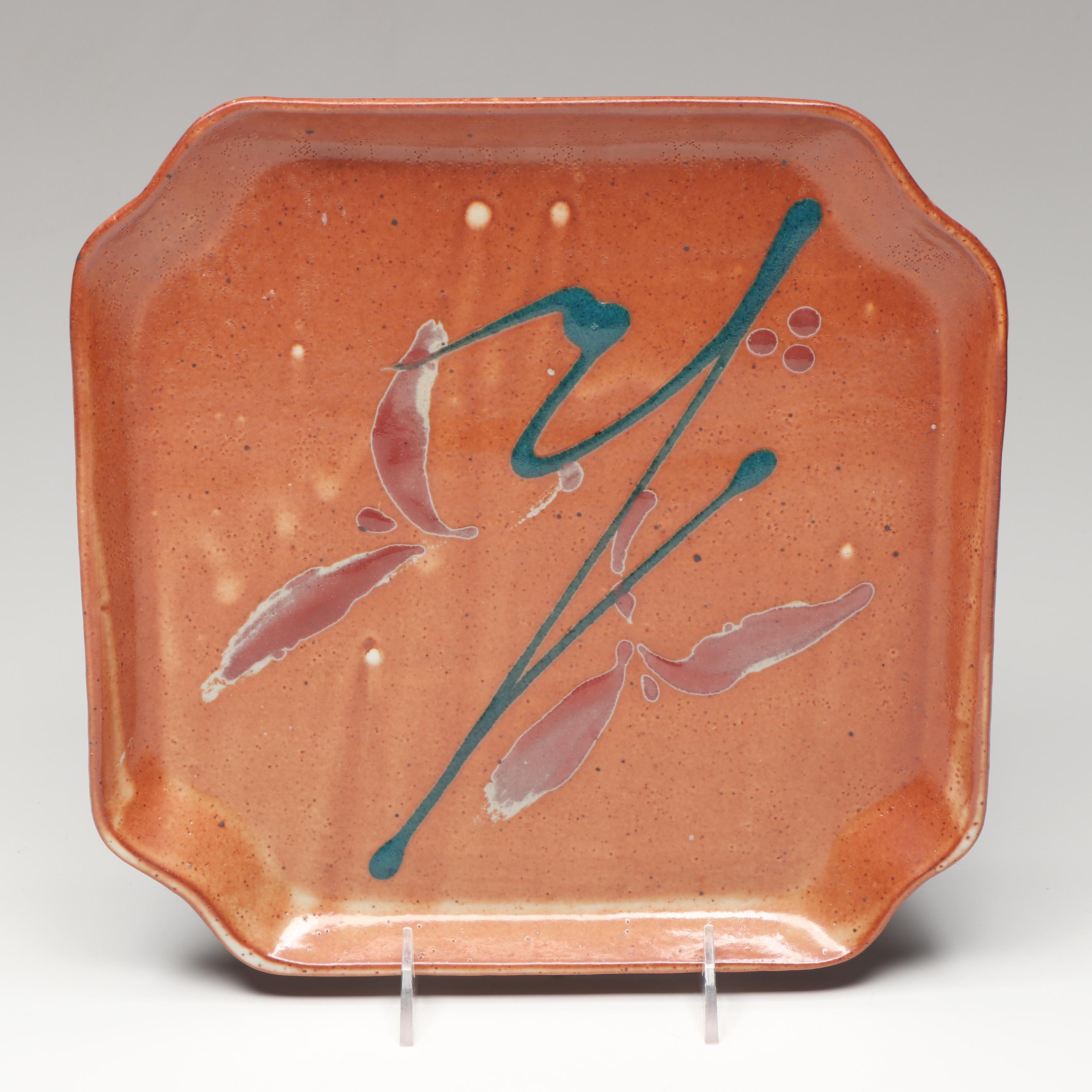 Slavic and More Signed Studio Pottery Plate and Serving Bowl