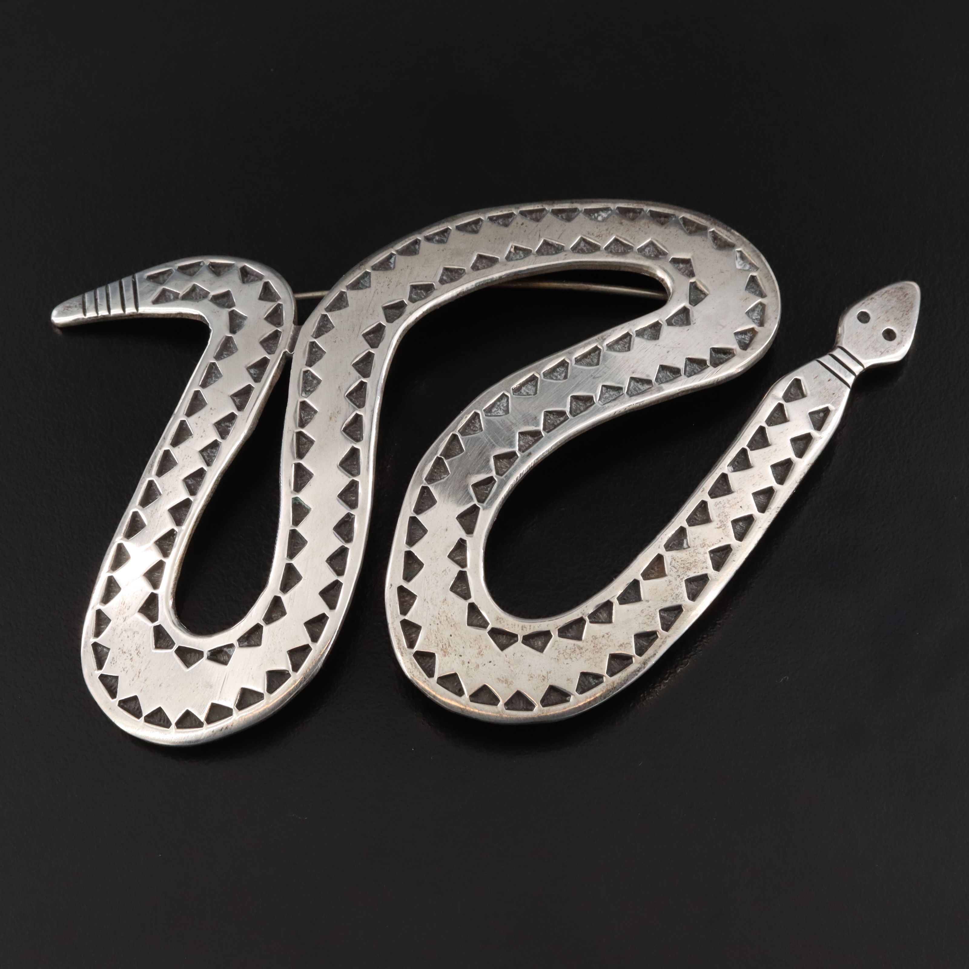 Cippy CrazyHorse Chociti Pueblo Sterling Rattlesnake Brooch