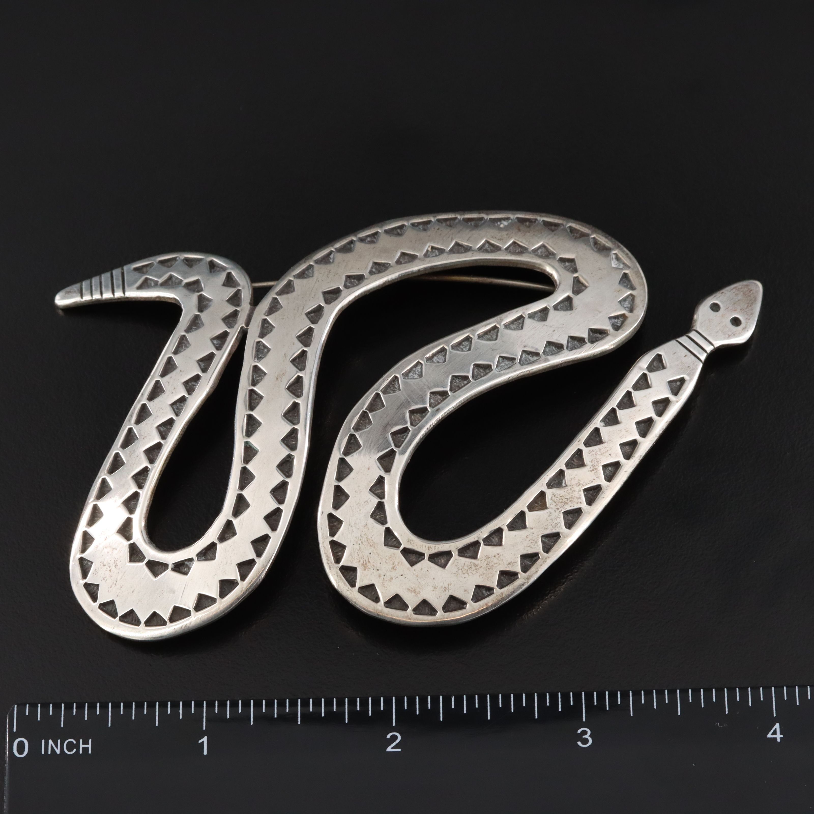 Cippy CrazyHorse Chociti Pueblo Sterling Rattlesnake Brooch