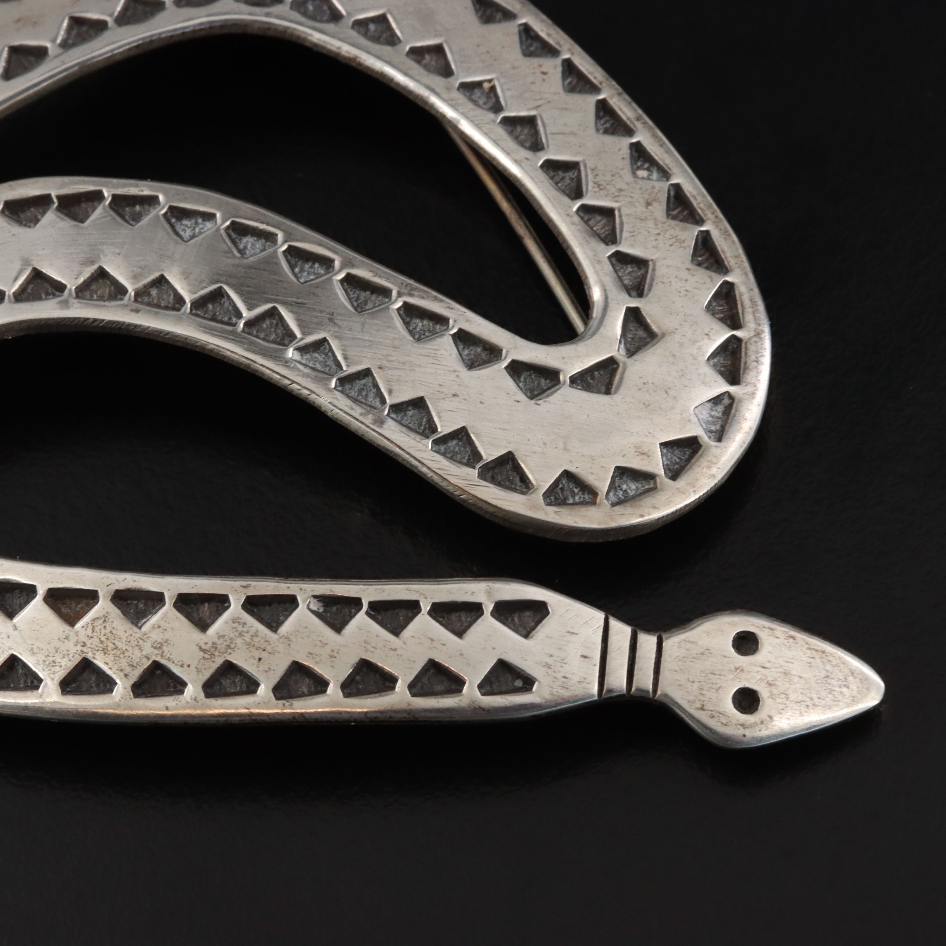 Cippy CrazyHorse Chociti Pueblo Sterling Rattlesnake Brooch