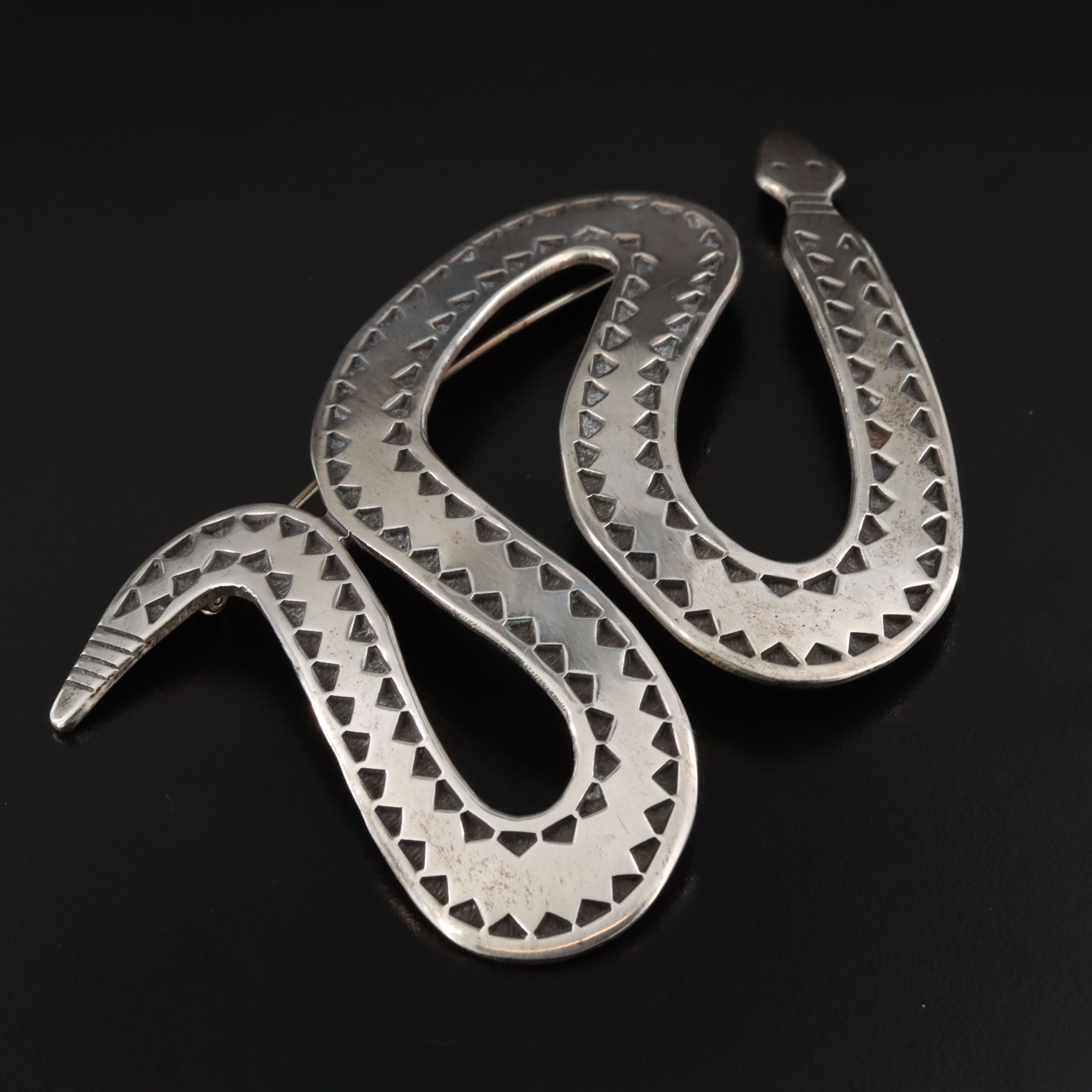 Cippy CrazyHorse Chociti Pueblo Sterling Rattlesnake Brooch