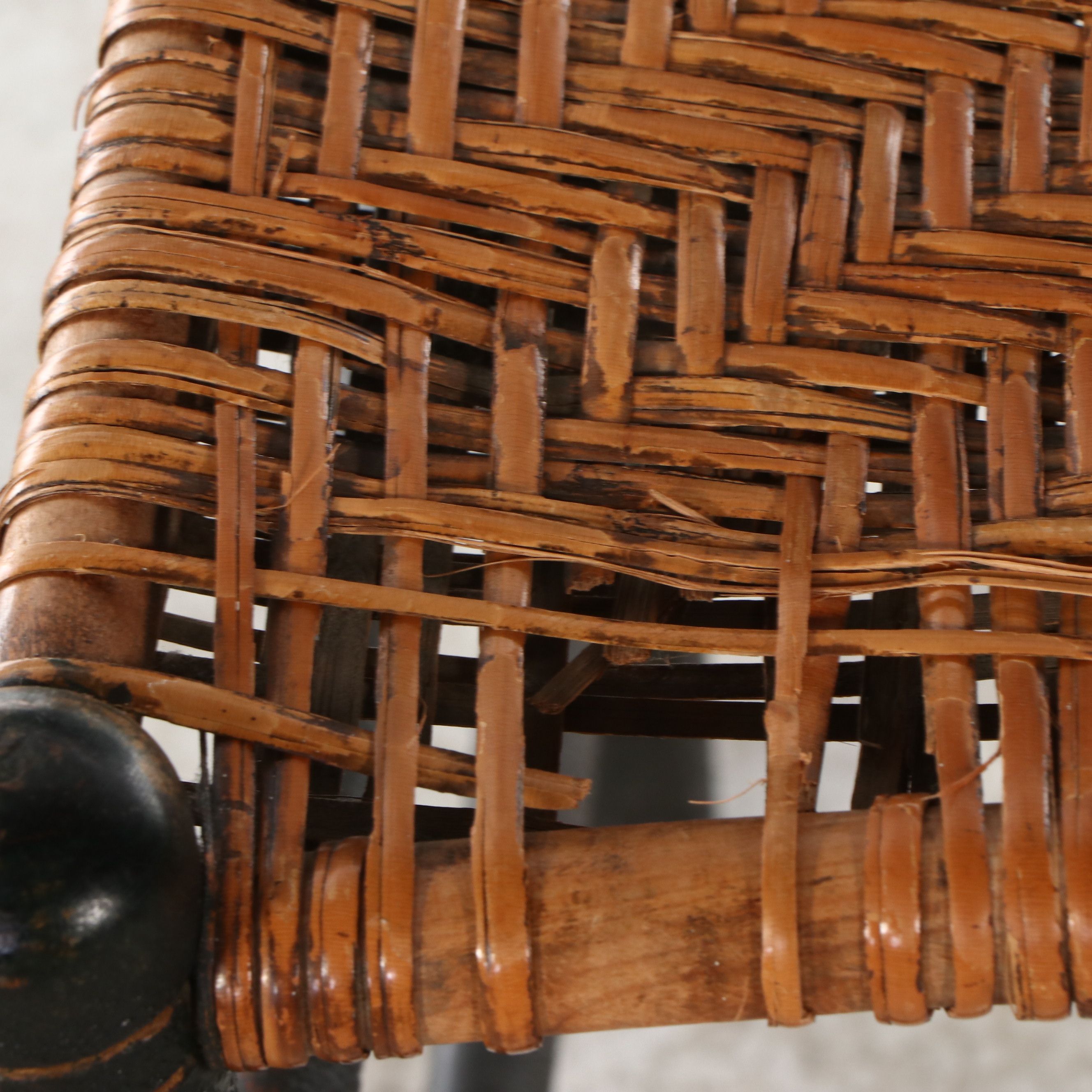 Hitchocock Style Fancy Painted Ladder Back Chairs with Woven Splint Wood Seats