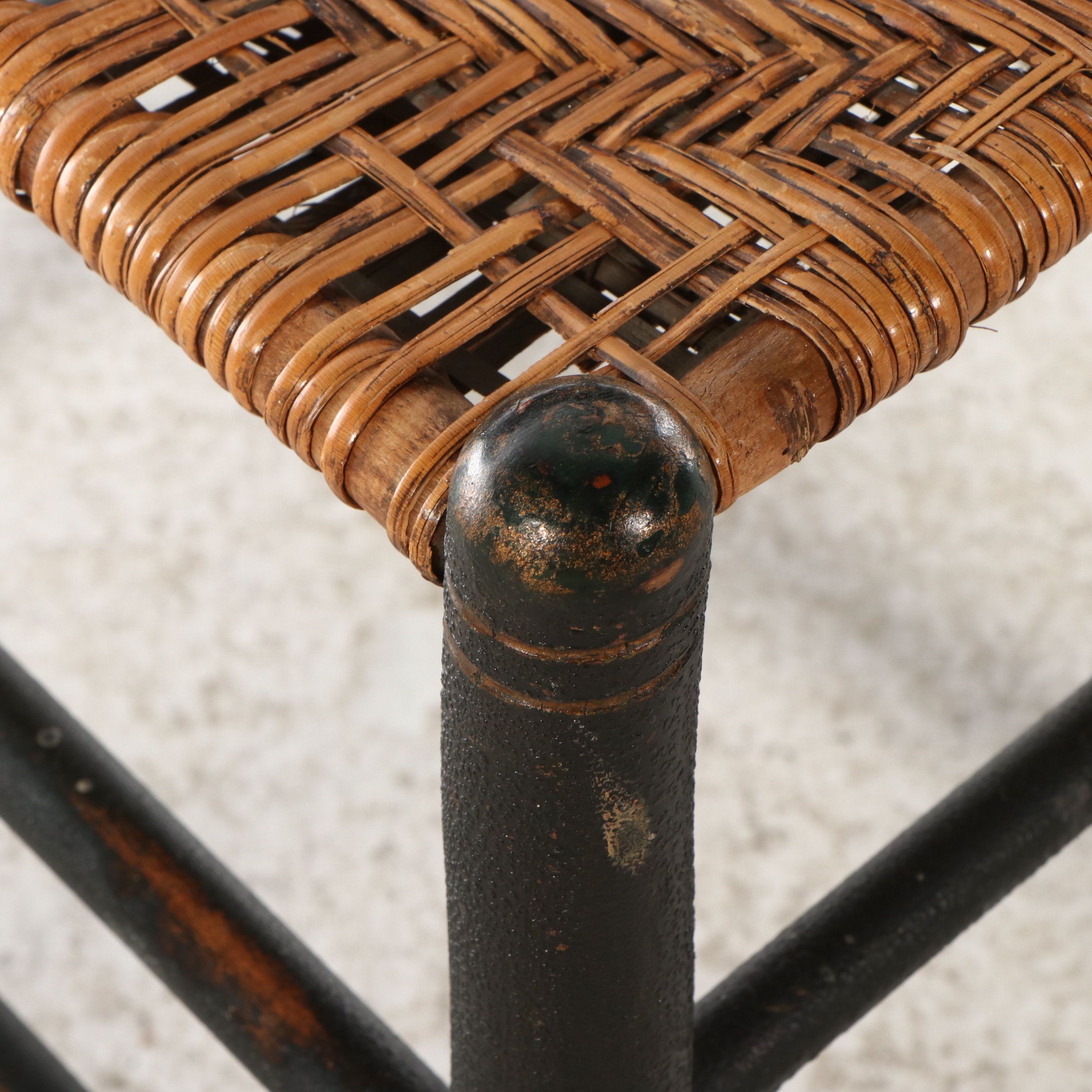 Hitchocock Style Fancy Painted Ladder Back Chairs with Woven Splint Wood Seats