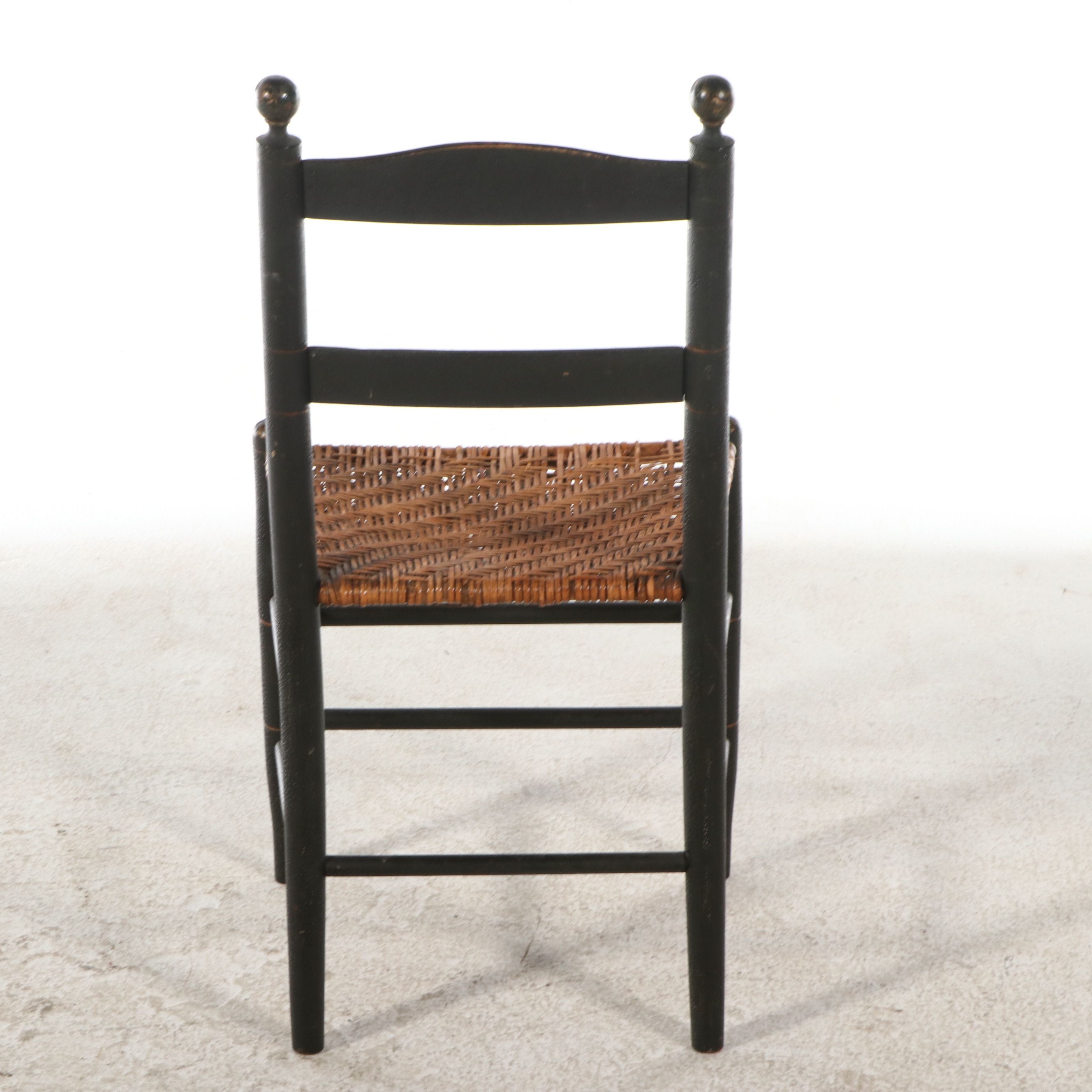Hitchocock Style Fancy Painted Ladder Back Chairs with Woven Splint Wood Seats