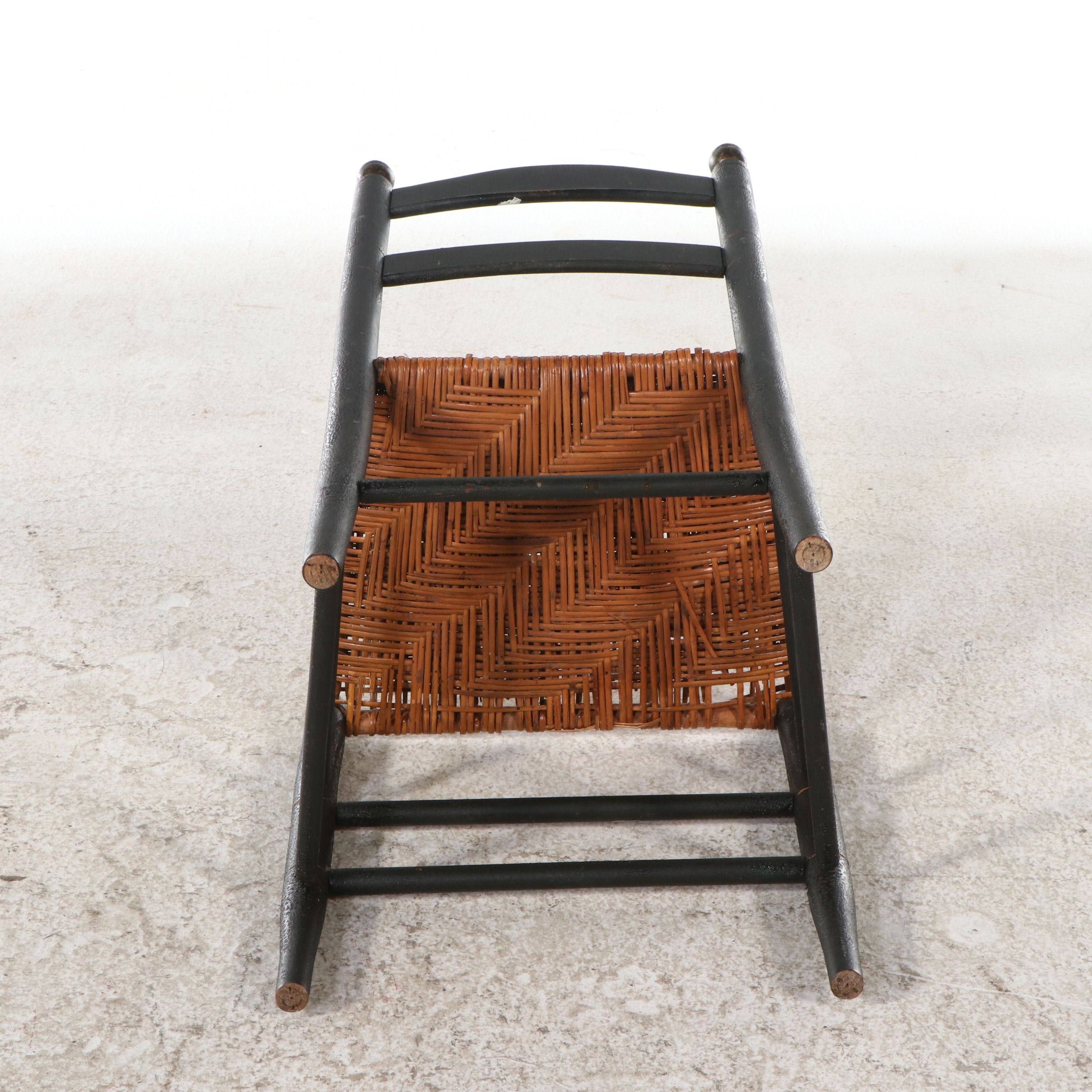 Hitchocock Style Fancy Painted Ladder Back Chairs with Woven Splint Wood Seats