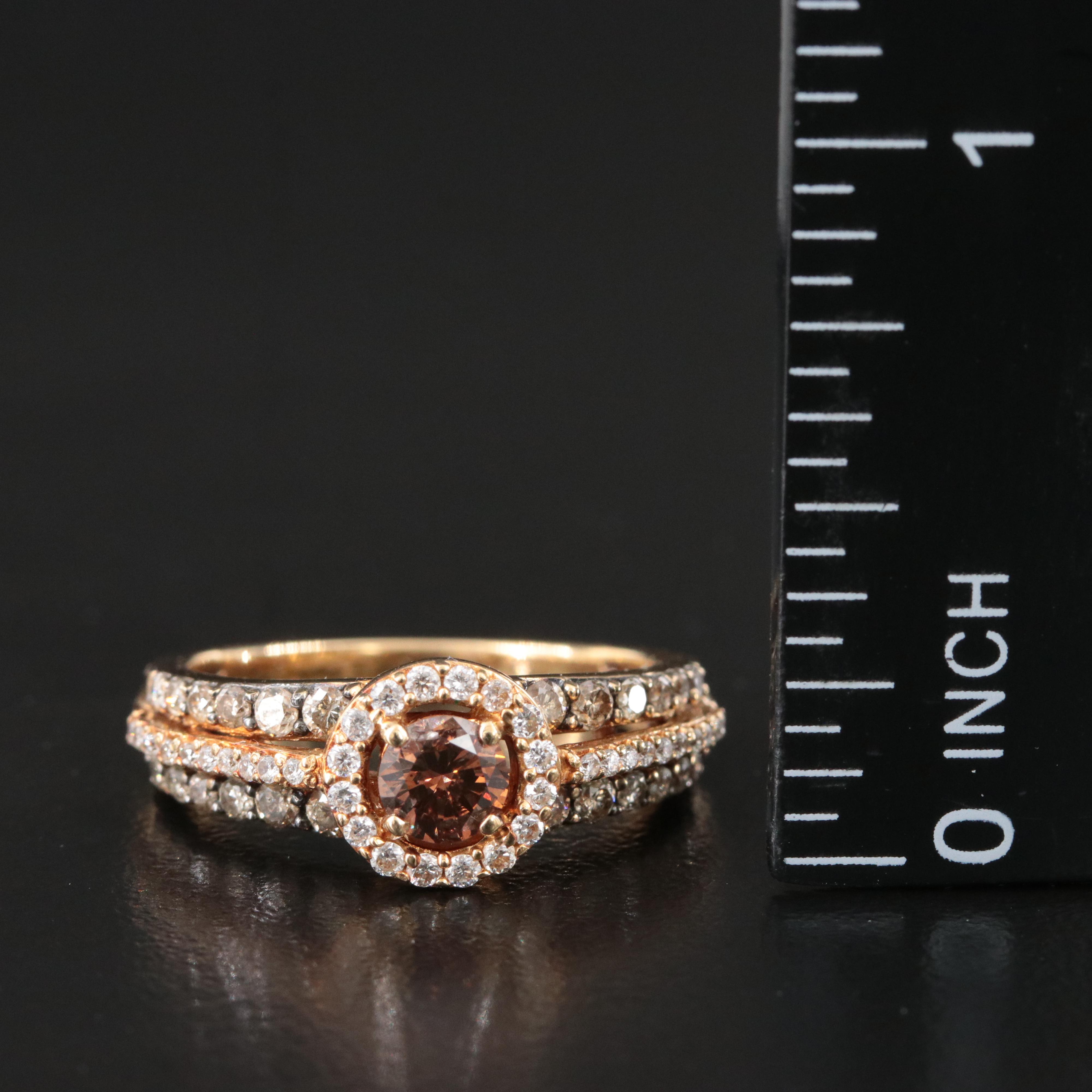 14K 1.07 CTW Diamond Ring with Fancy Brown Center