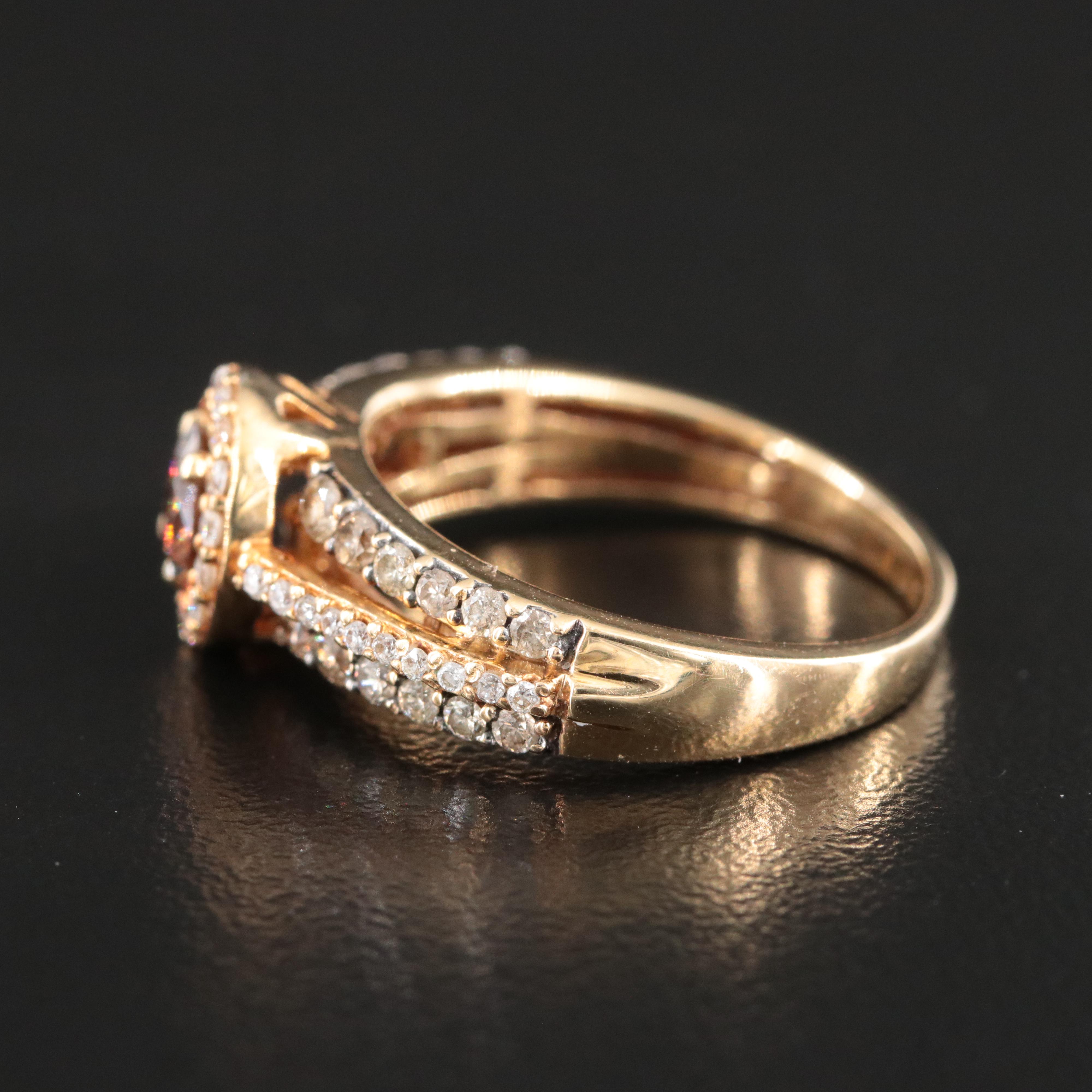 14K 1.07 CTW Diamond Ring with Fancy Brown Center