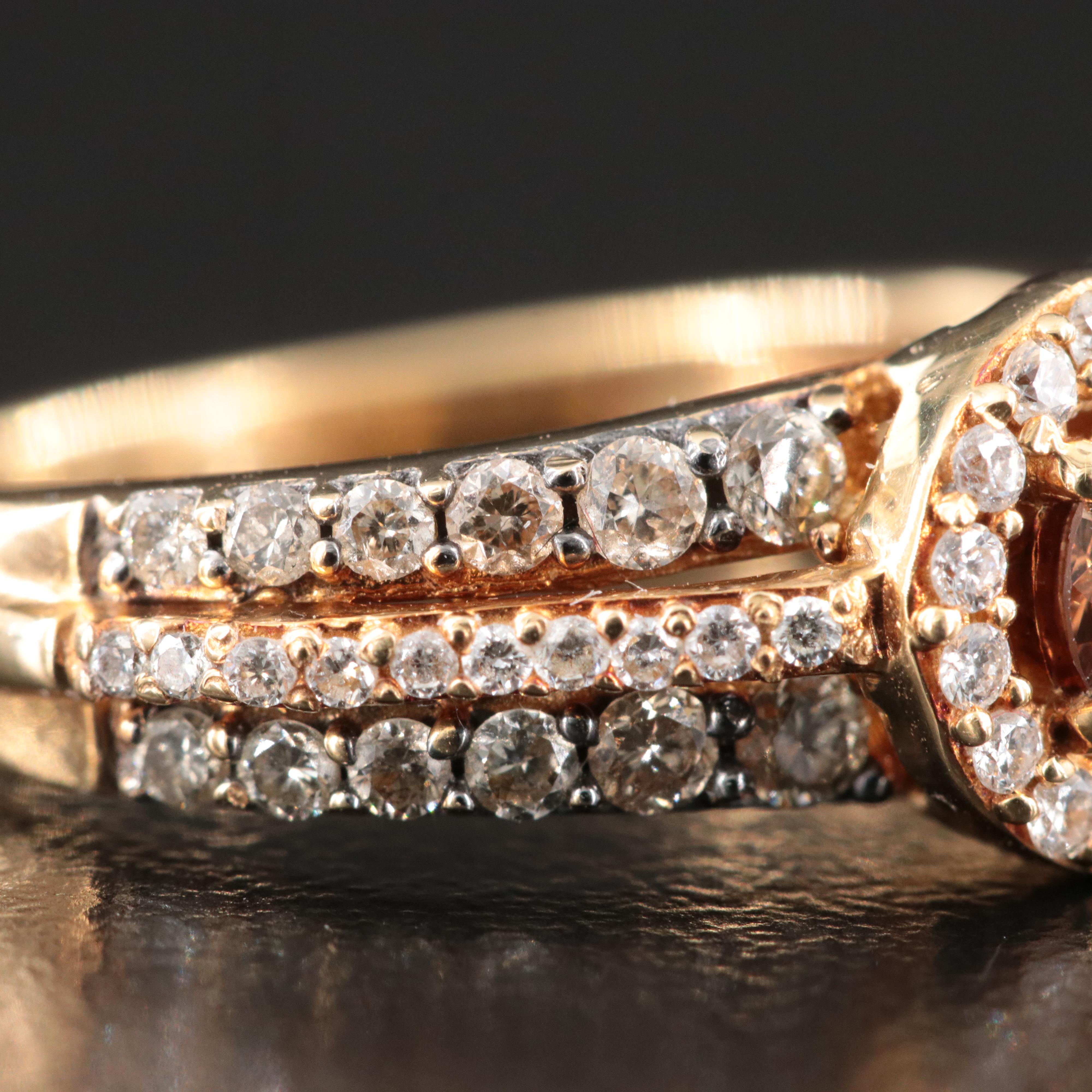 14K 1.07 CTW Diamond Ring with Fancy Brown Center