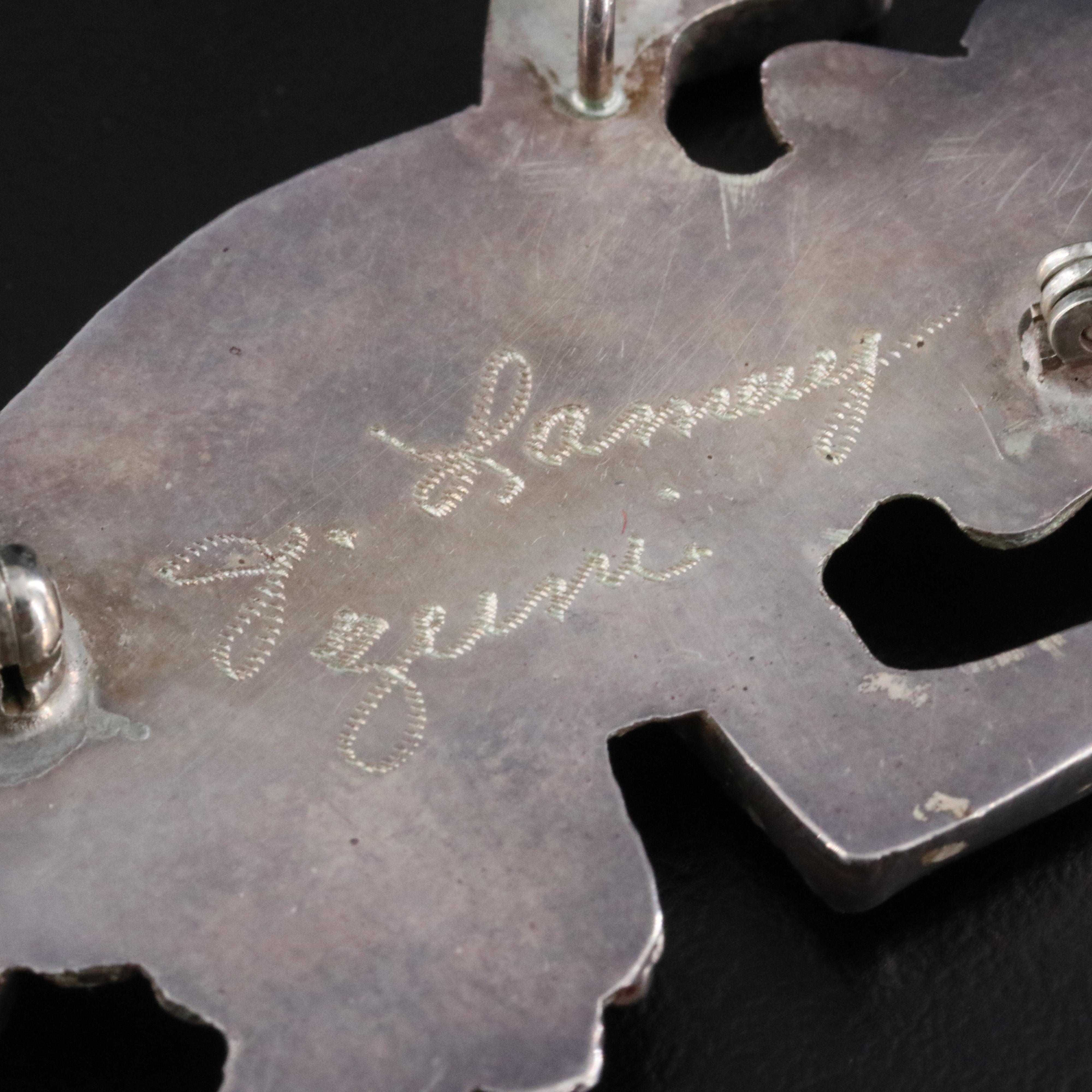 Southwestern Sterling Dancer Brooches & Earrings with Coral, Turquoise, Abalone