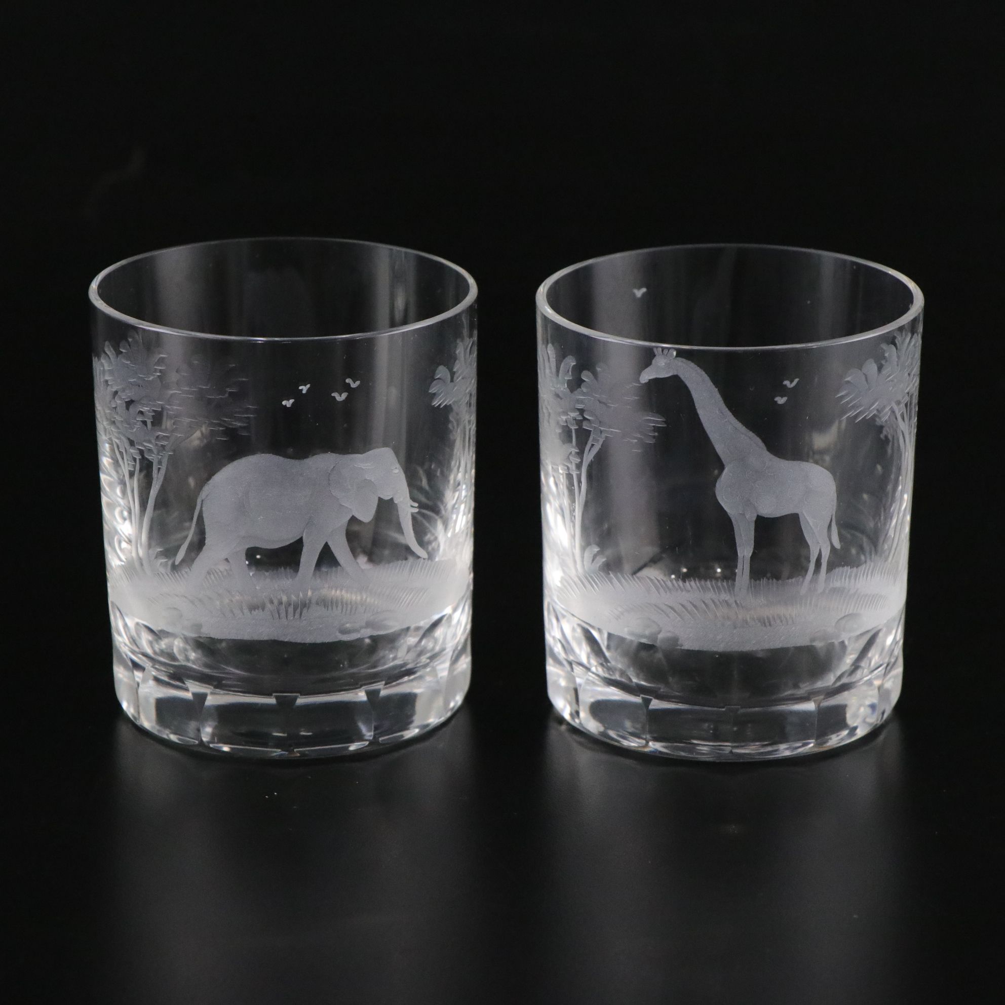 Queen Lace "Kenyan" Double Old Fashioned Crystal Glasses