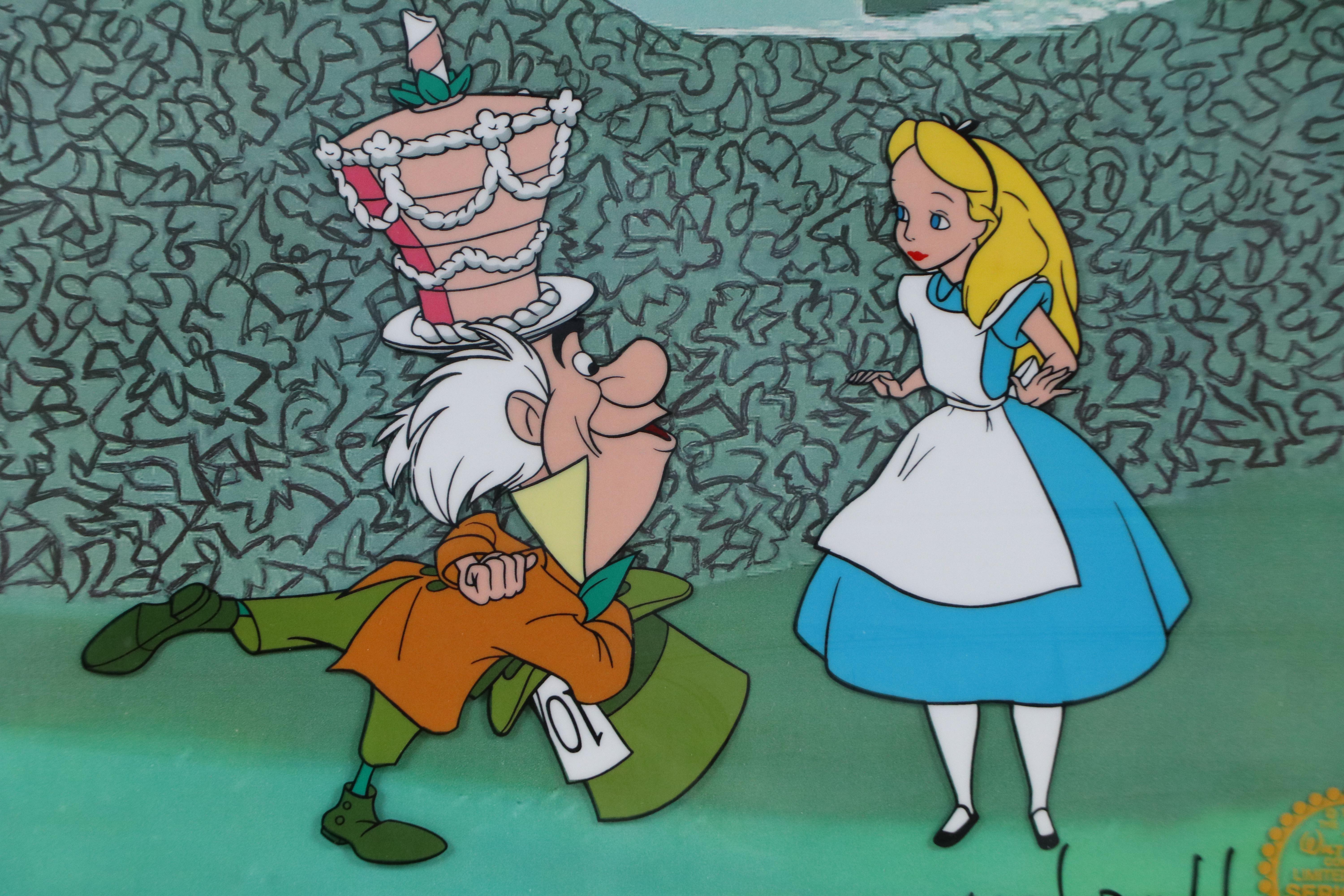 Disney Sericel "Alice in Wonderland" Signed by Marc Davis, 1980s
